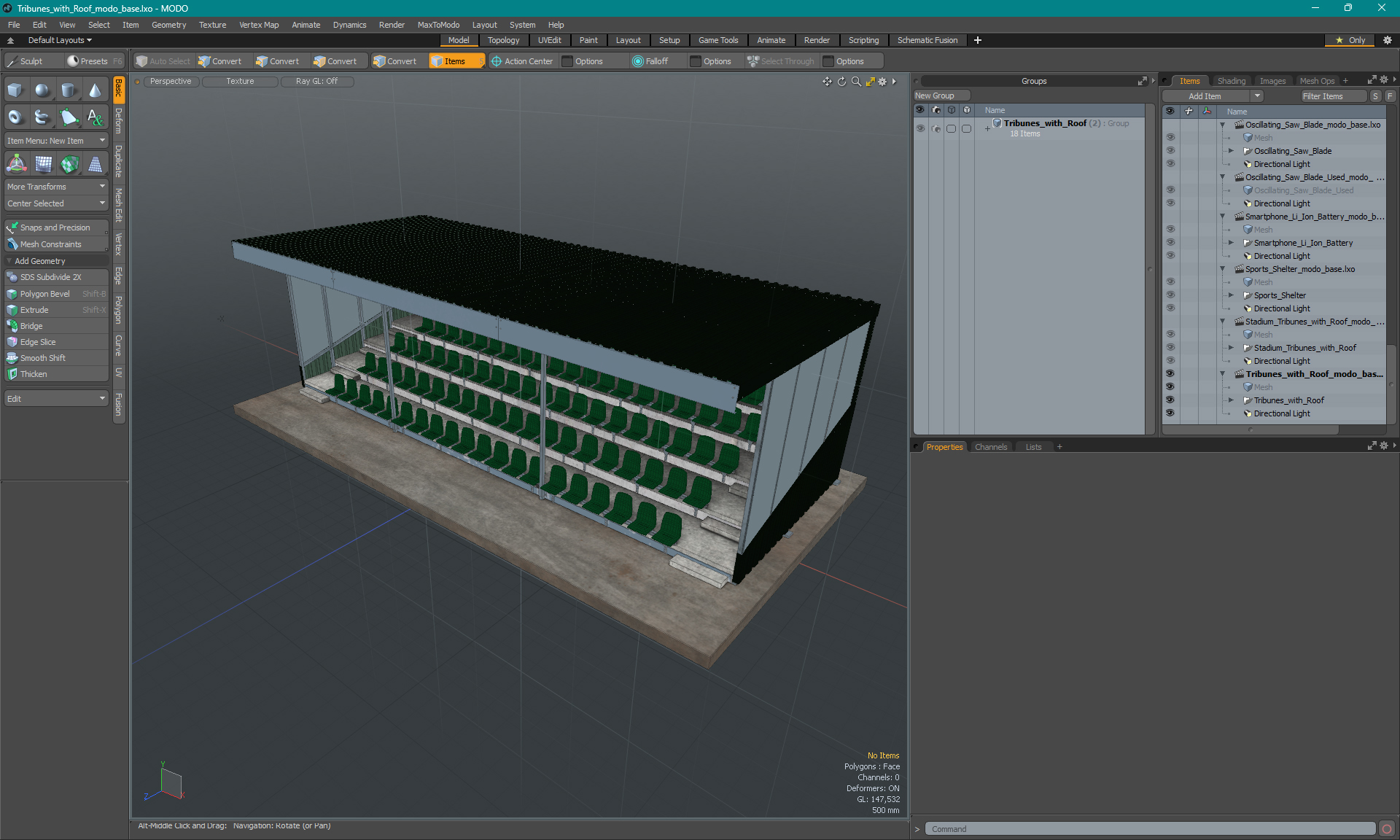 3D Tribunes with Roof model