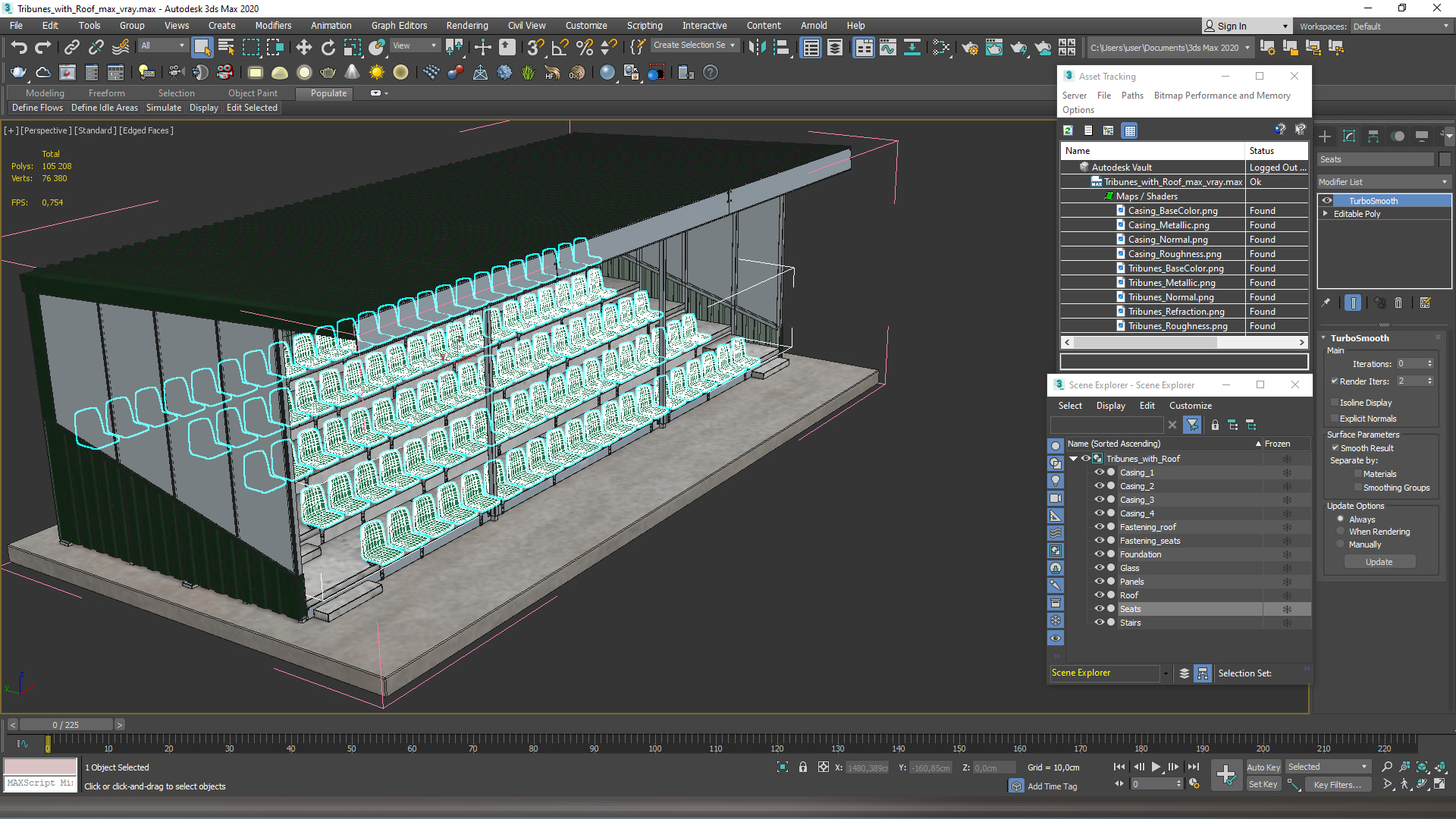 3D Tribunes with Roof model