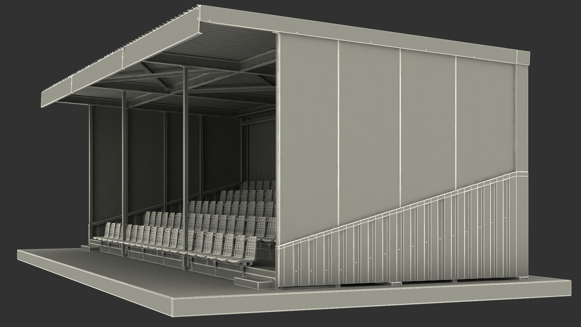 3D Tribunes with Roof model