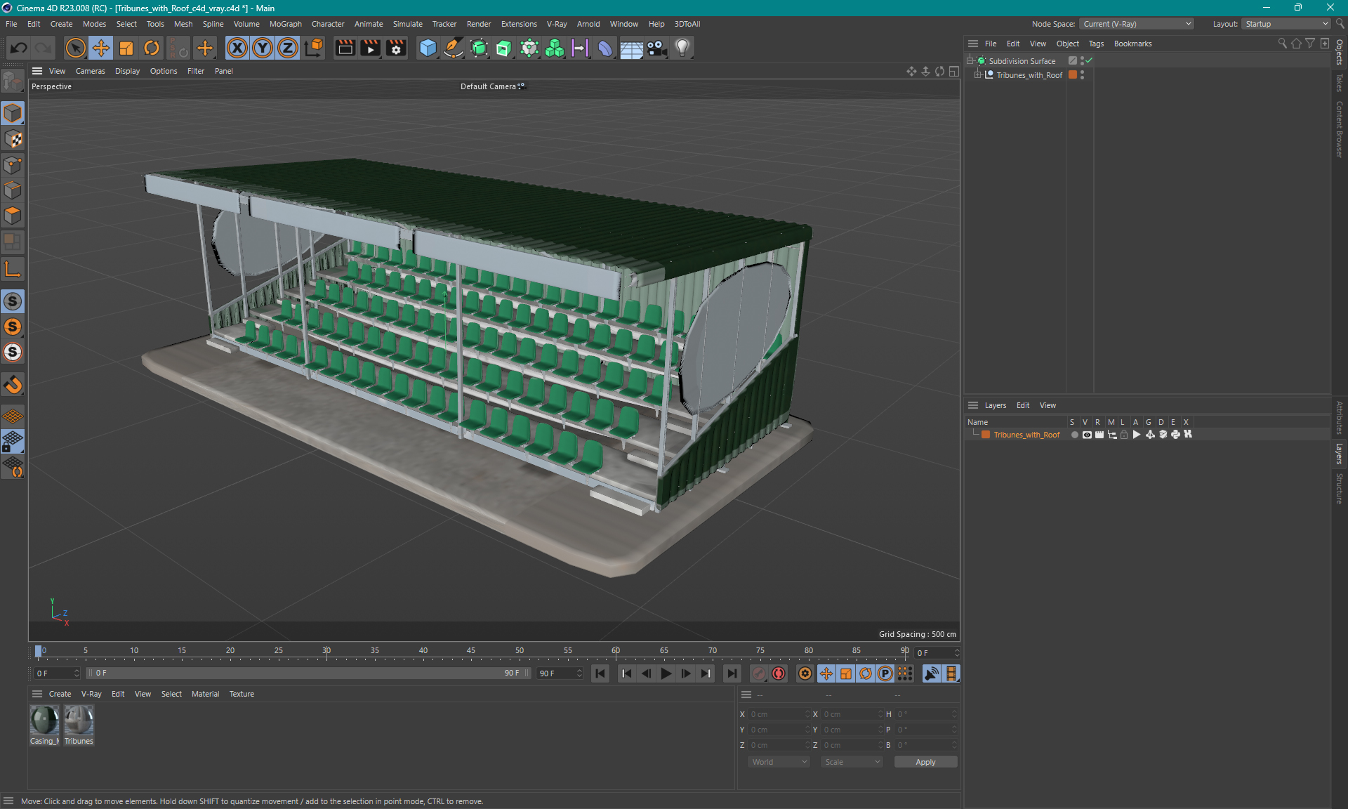 3D Tribunes with Roof model