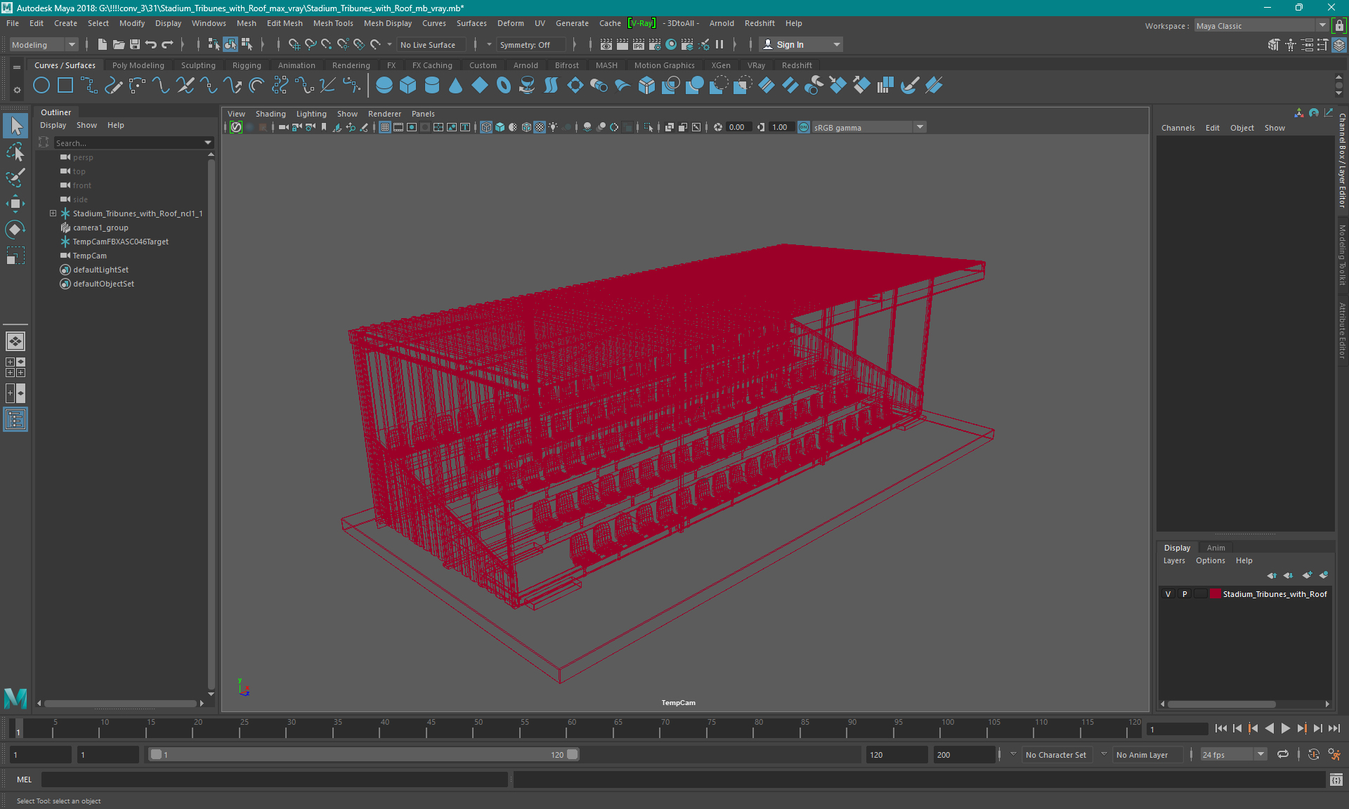 3D Tribunes with Roof model