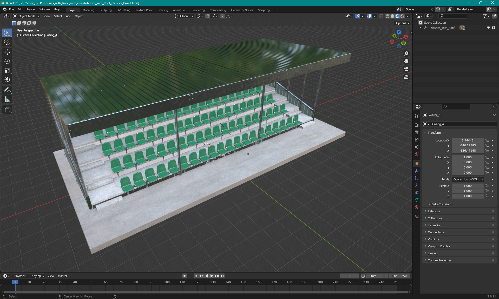 3D Tribunes with Roof model