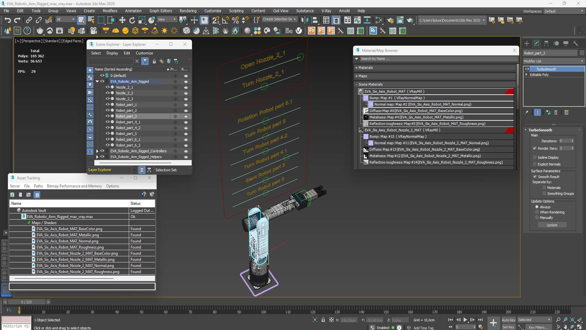 EVA Robotic Arm Rigged 3D