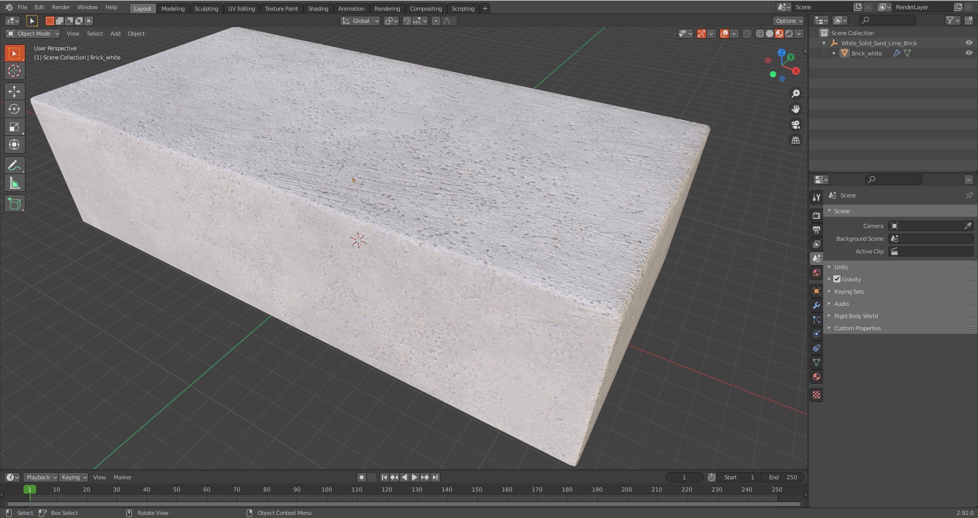 White Solid Sand Lime Brick 3D