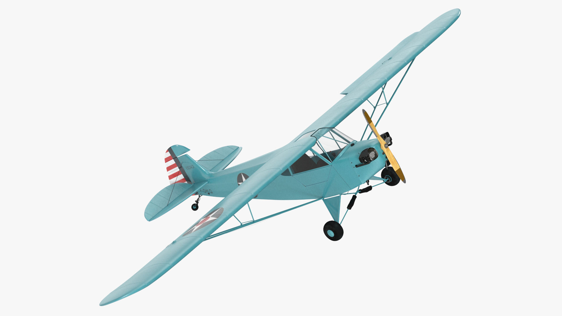 3D model Monoplane Aircraft Piper J-3 Rigged