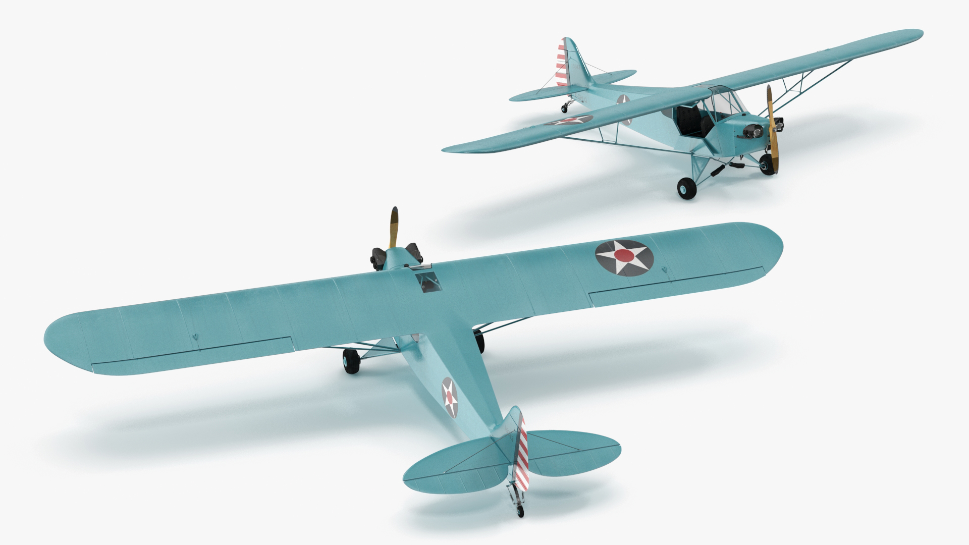 3D model Monoplane Aircraft Piper J-3 Rigged