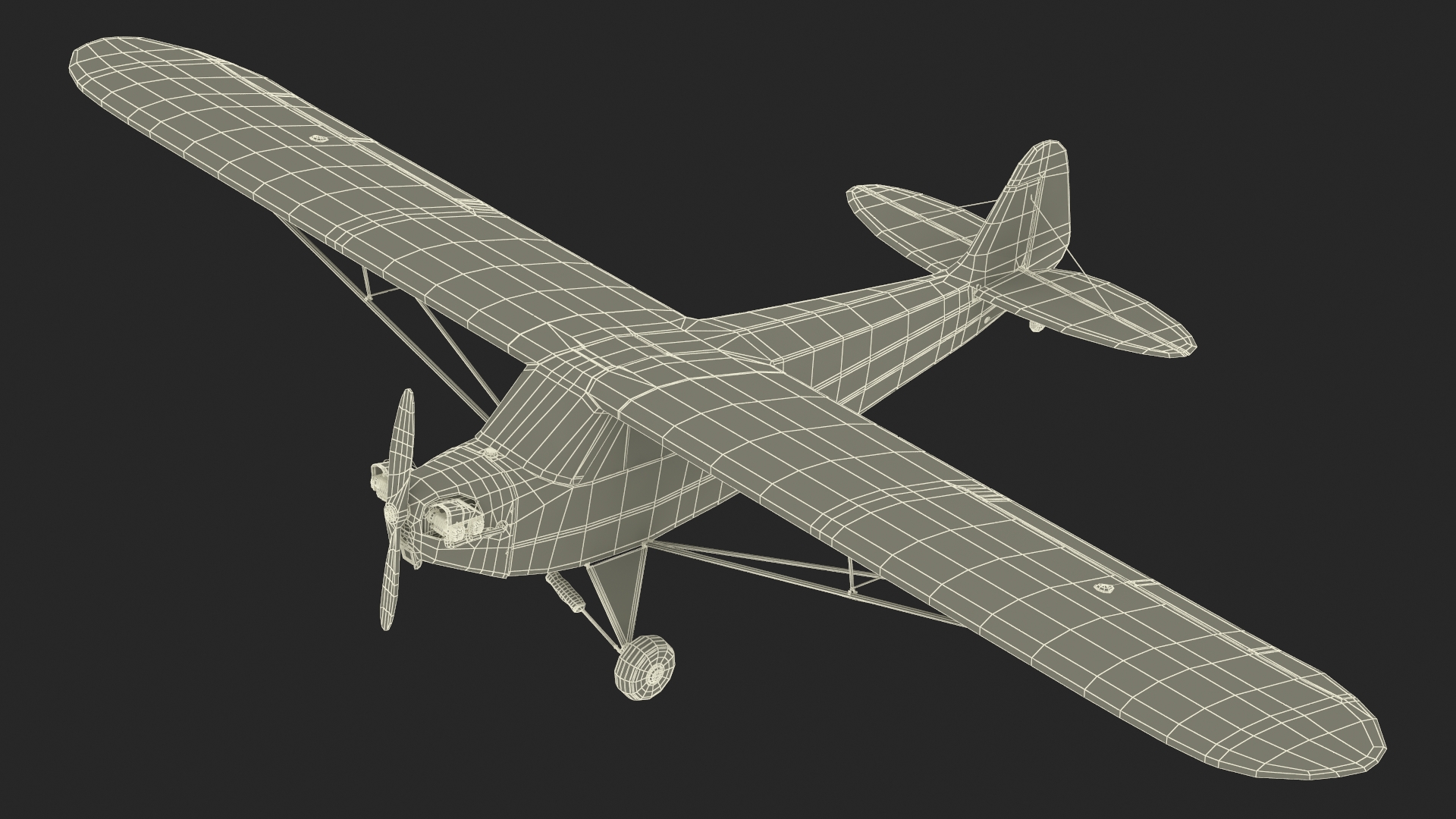 3D model Monoplane Aircraft Piper J-3 Rigged