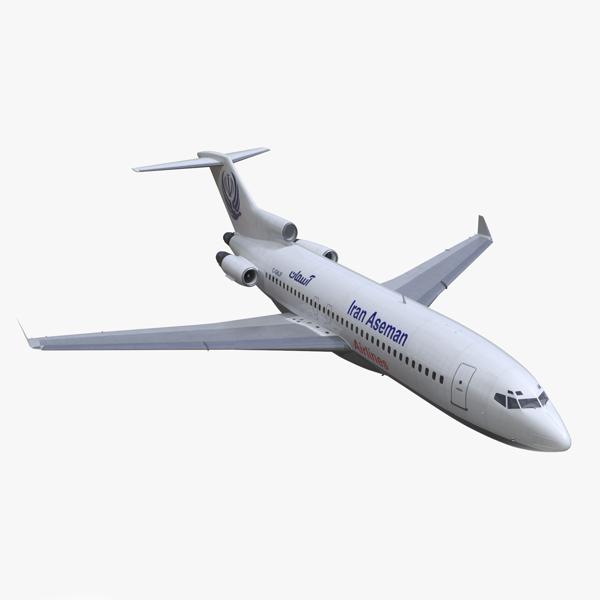 Commercial Airliner Boeing 727-100 Iran Aseman Rigged for Maya 3D