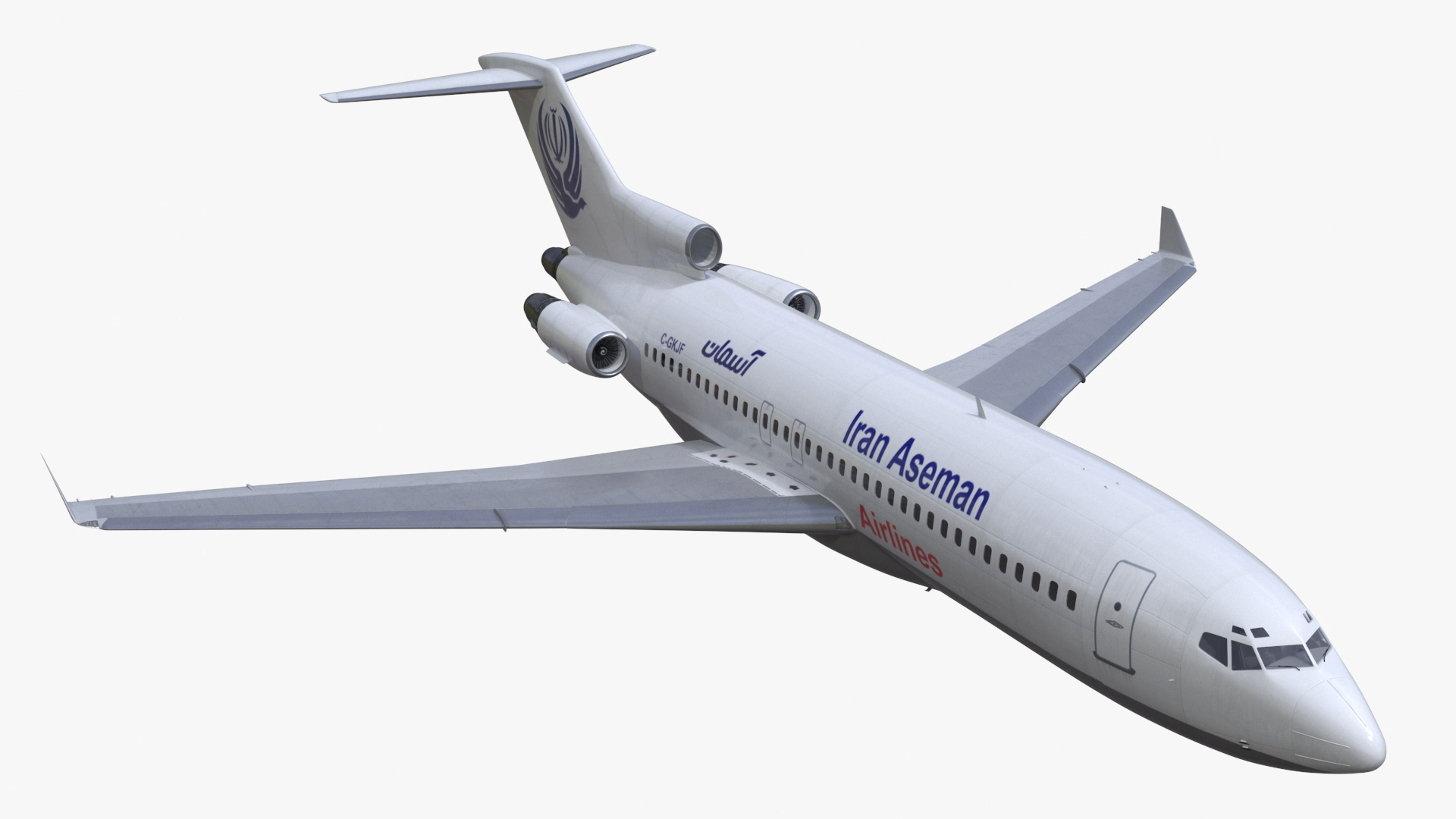 Commercial Airliner Boeing 727-100 Iran Aseman Rigged for Maya 3D