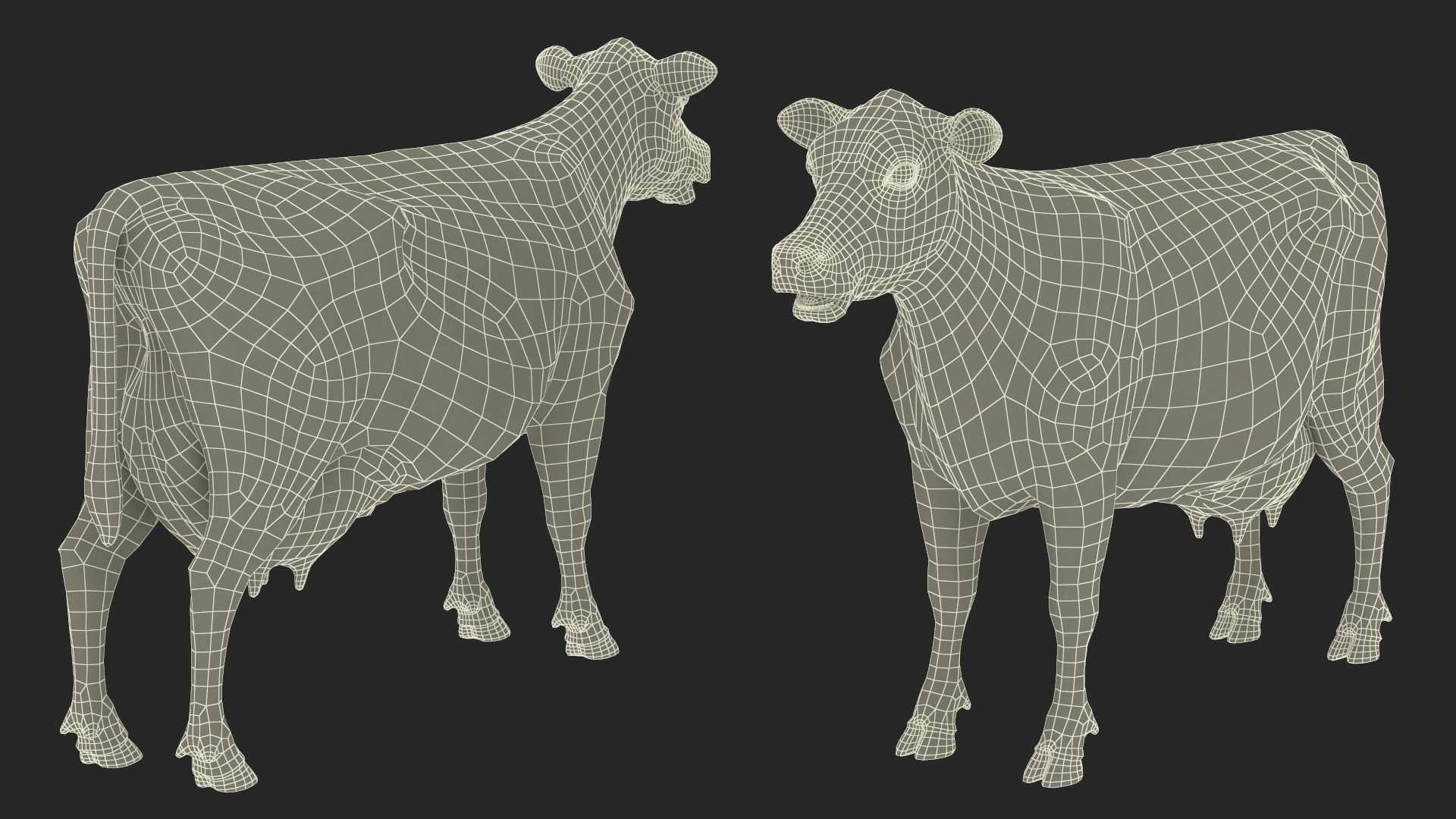 3D Cream Cow Rigged