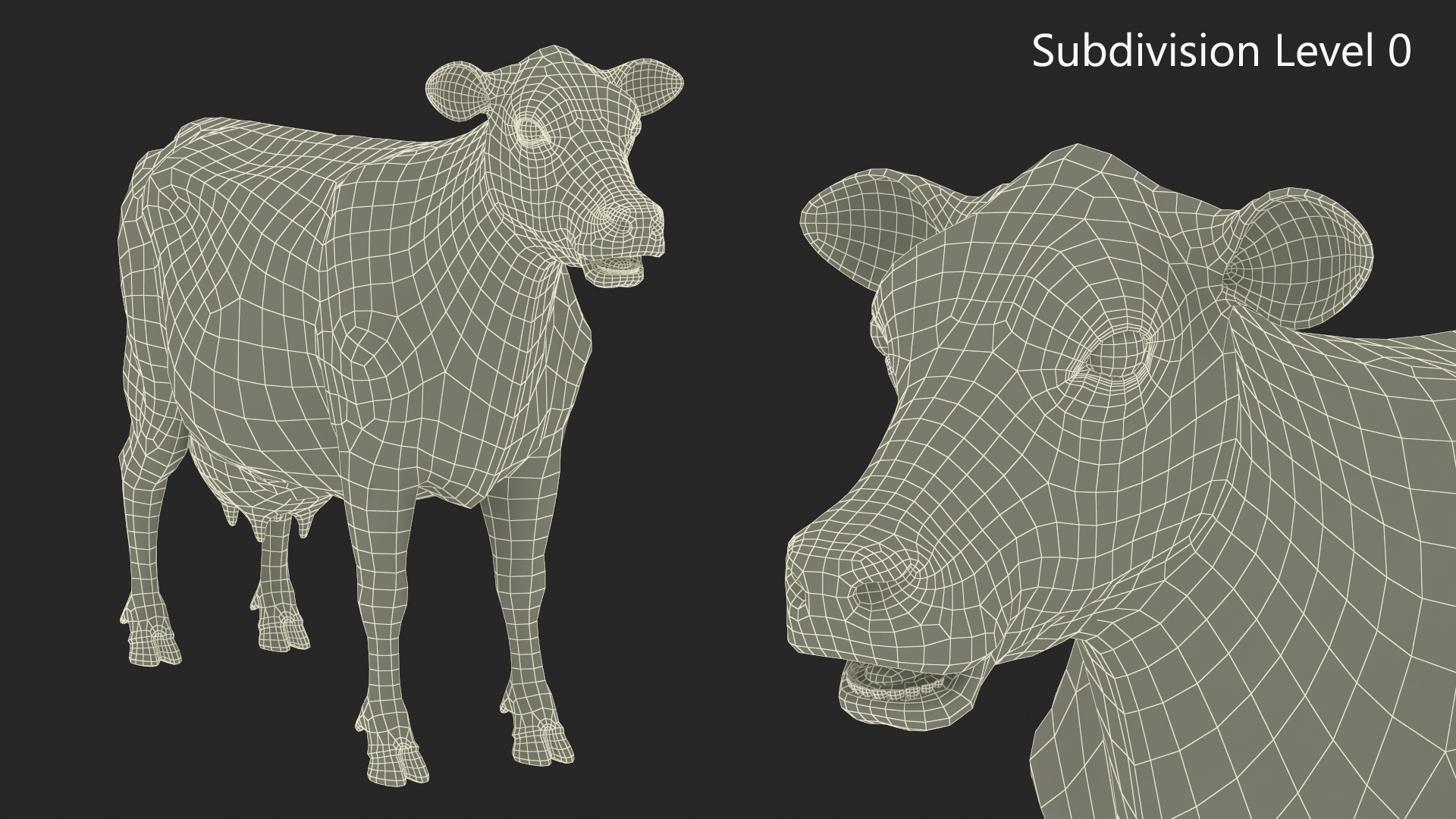 3D Cream Cow Rigged