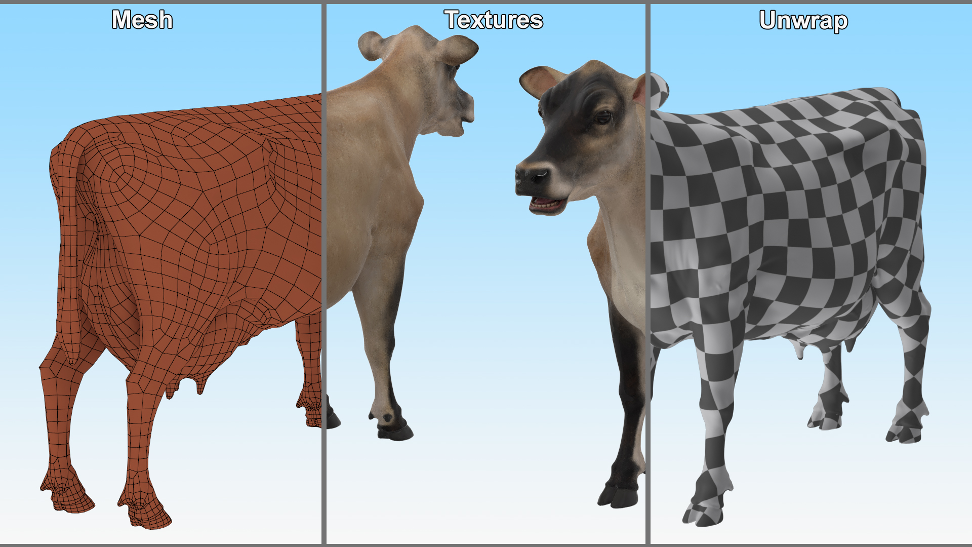 3D Cream Cow Rigged