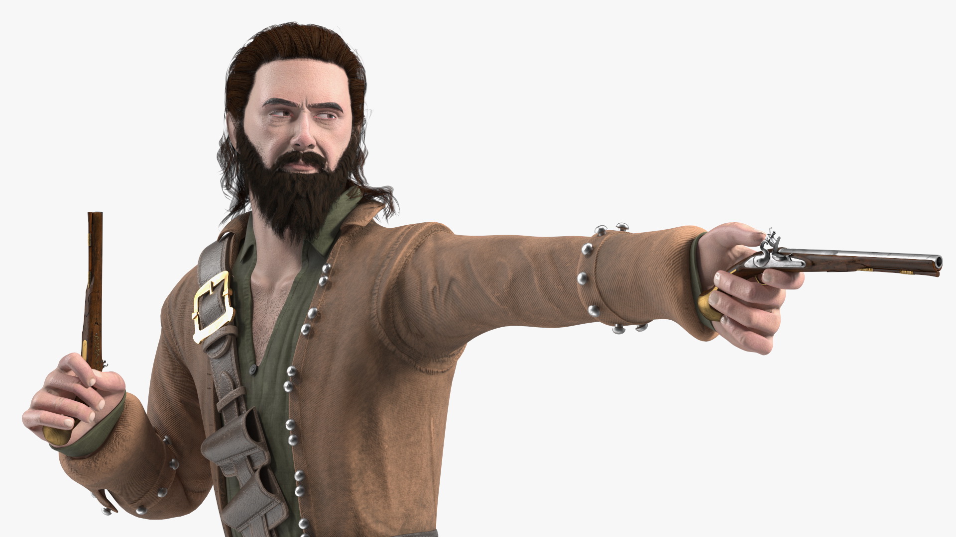 Rogue Pirate Man with Pistols 3D model