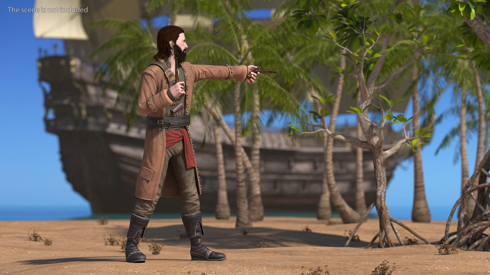 Rogue Pirate Man with Pistols 3D model