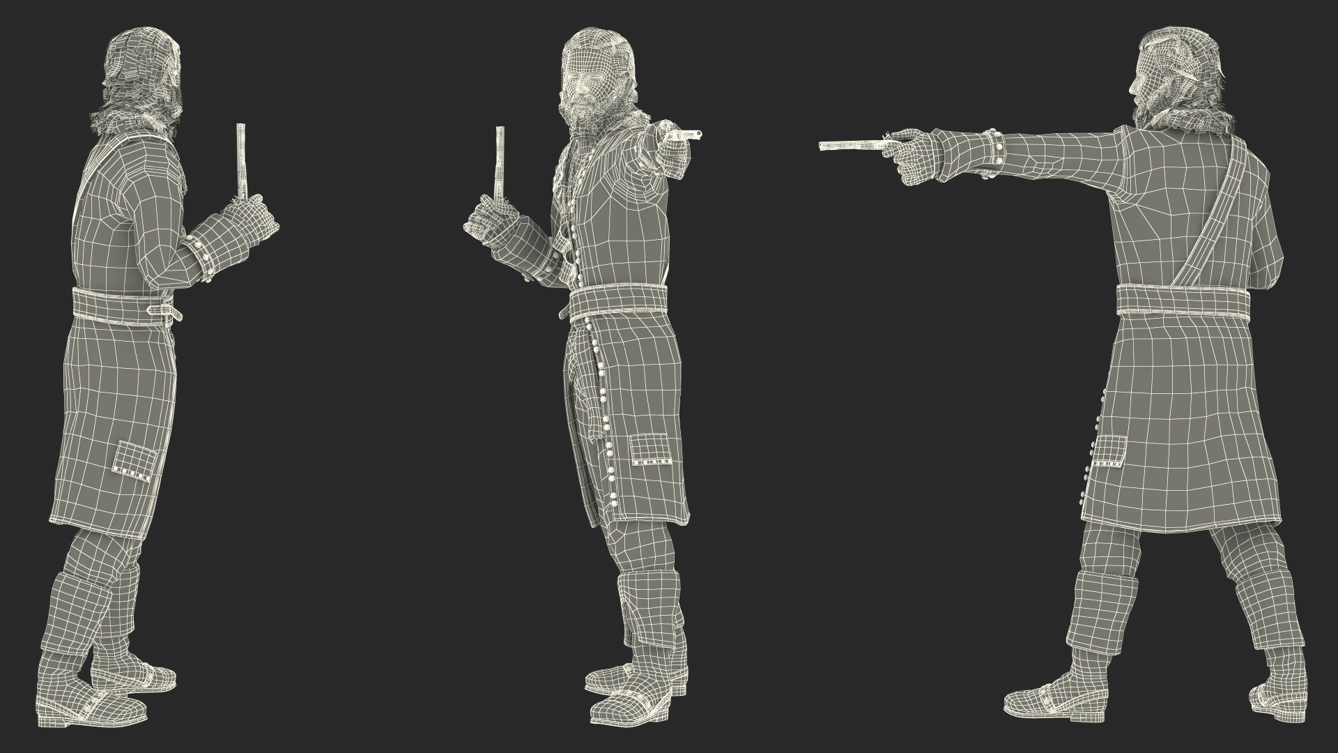 Rogue Pirate Man with Pistols 3D model