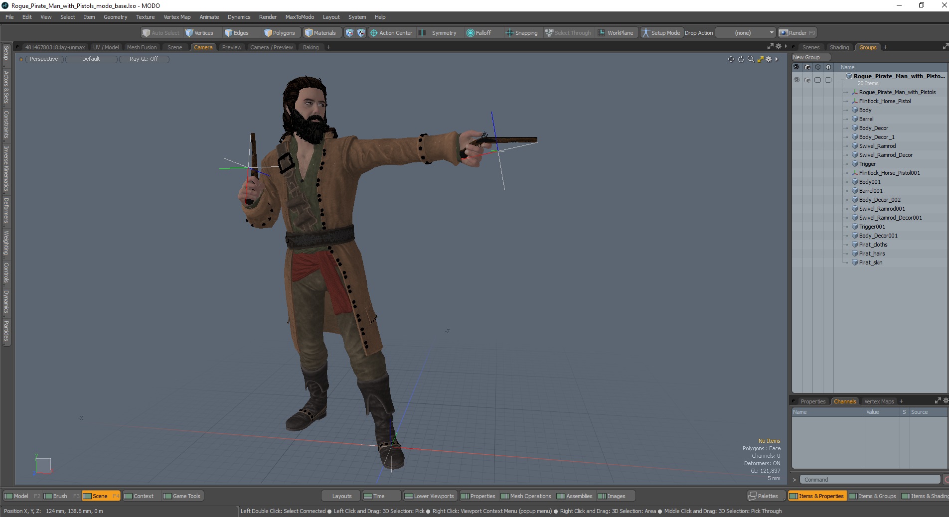 Rogue Pirate Man with Pistols 3D model