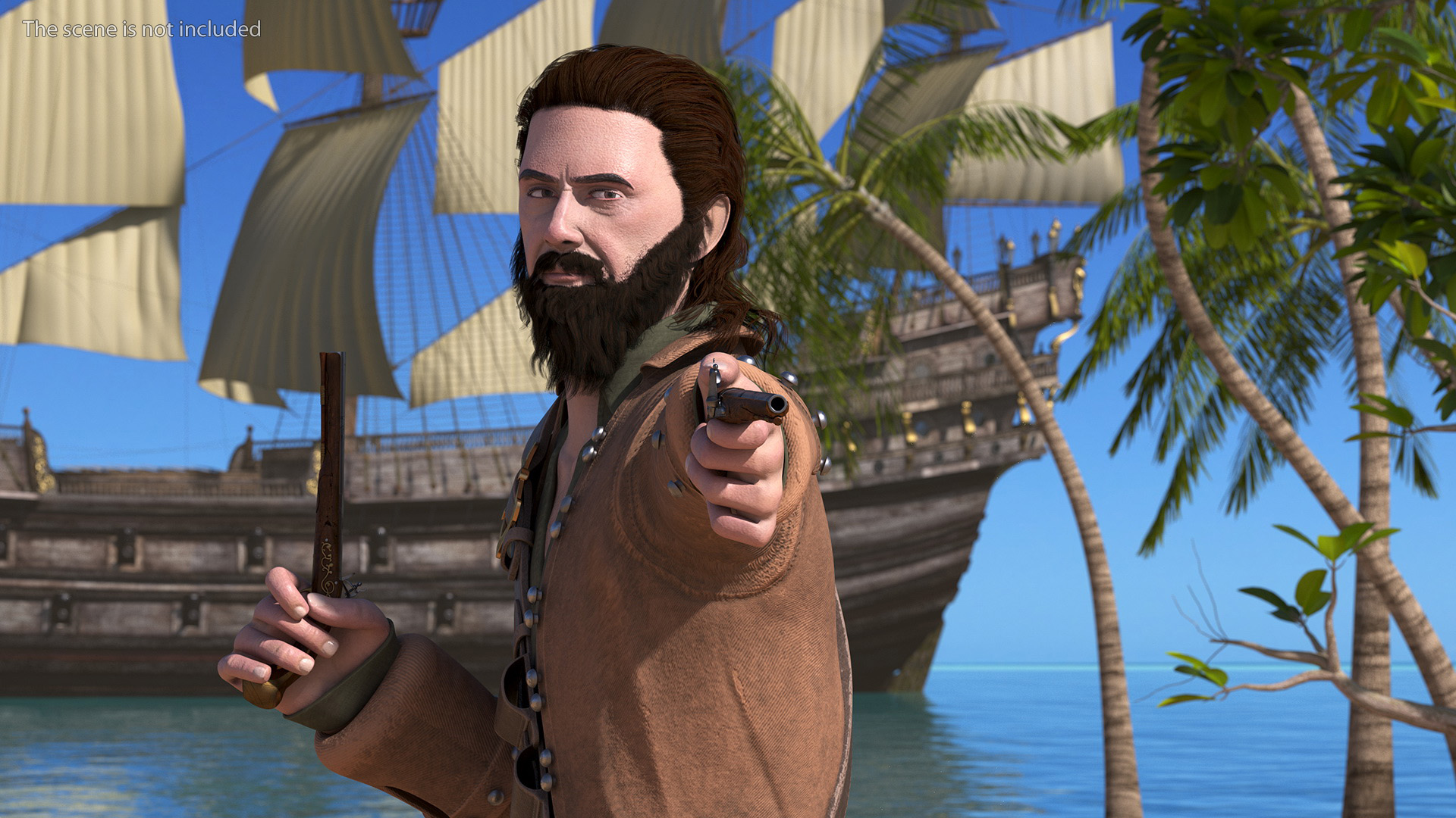 Rogue Pirate Man with Pistols 3D model