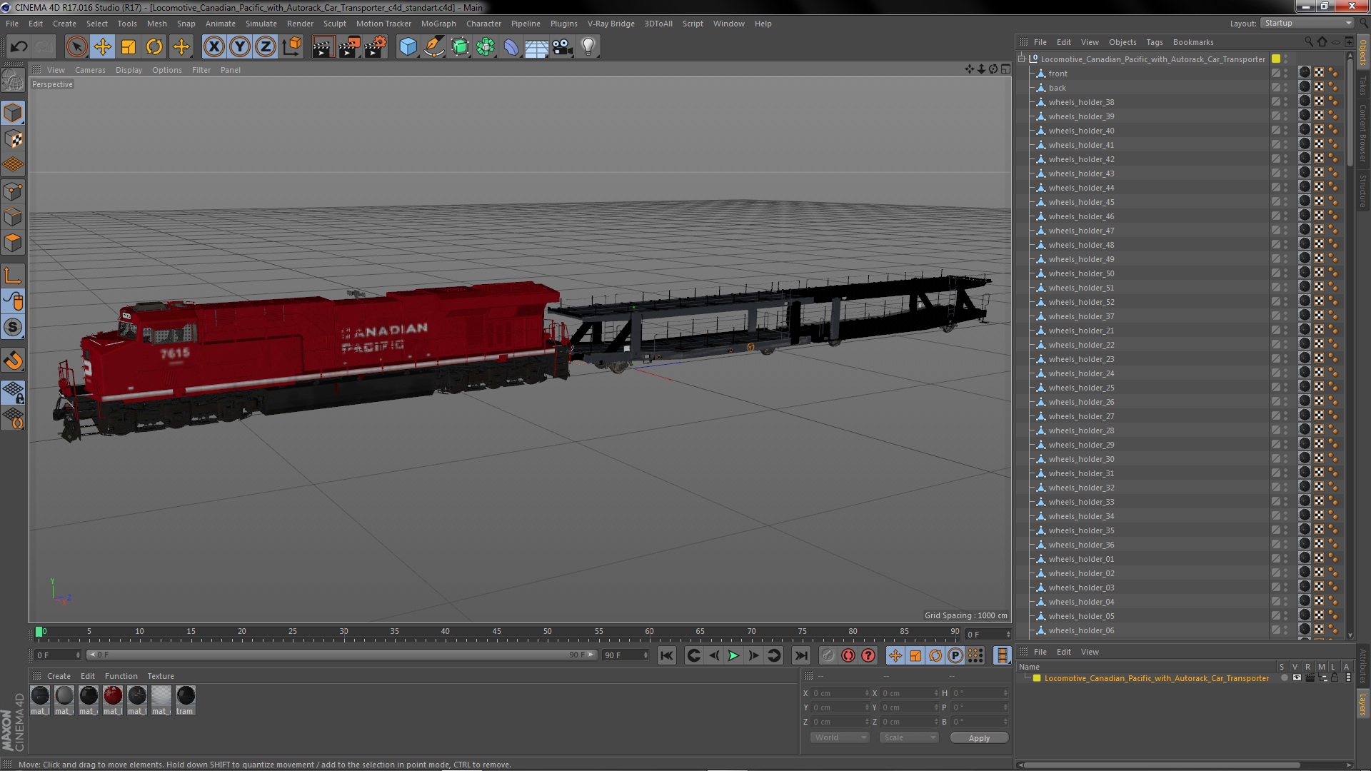 Locomotive Canadian Pacific with Autorack Car Transporter 3D