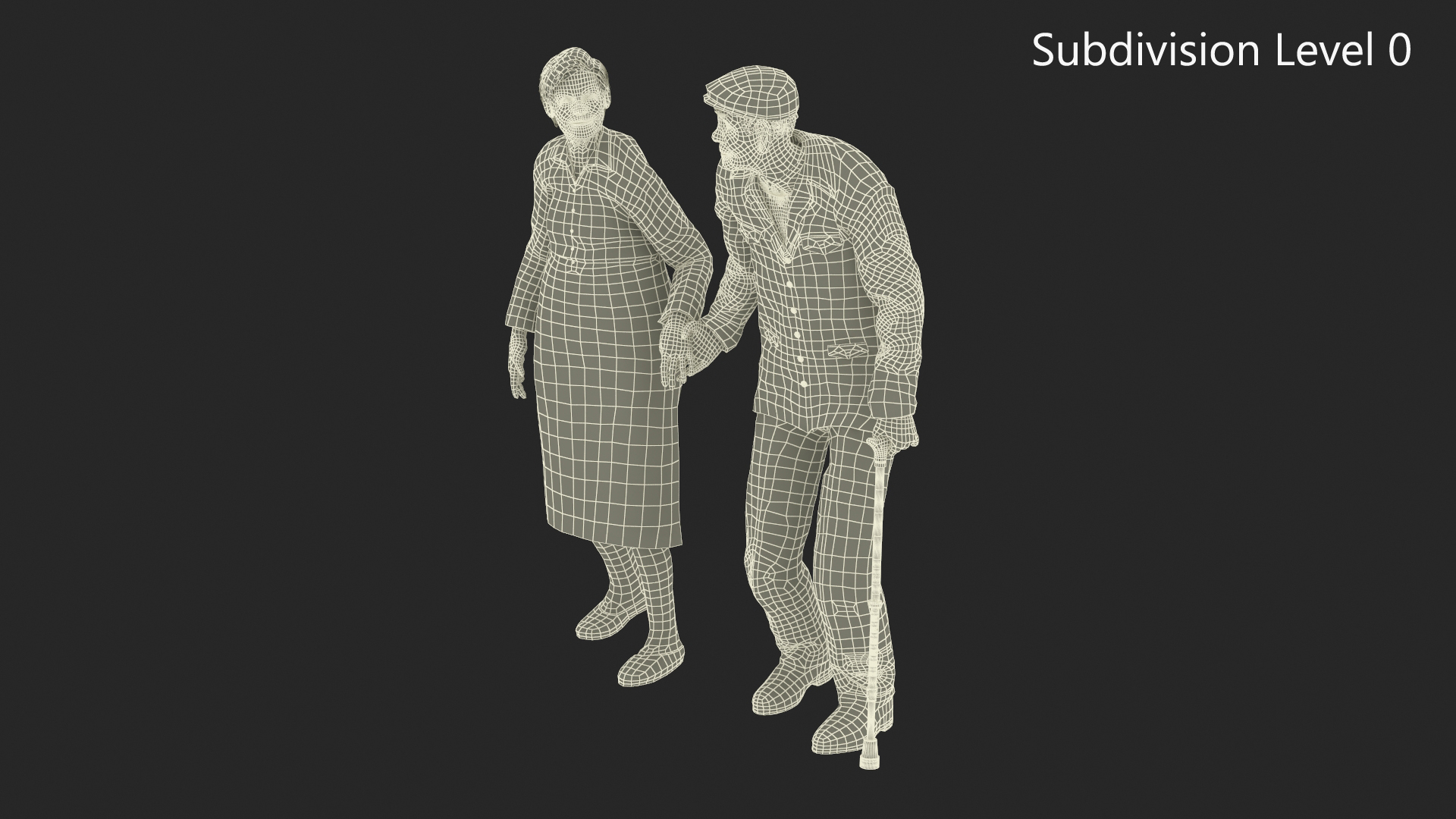 Older People Walking Together 3D model