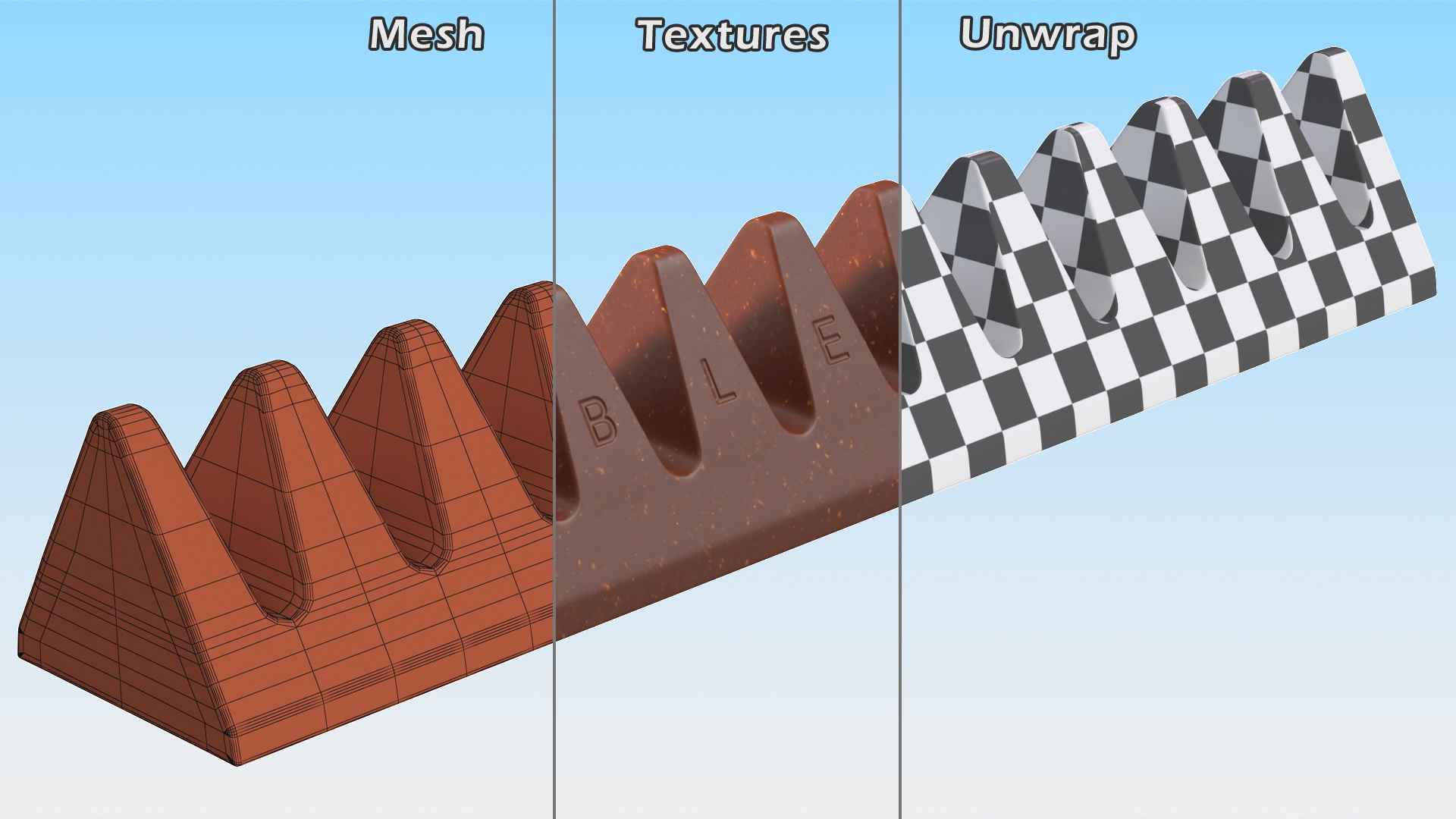 3D Toblerone Milk Chocolate Bar model