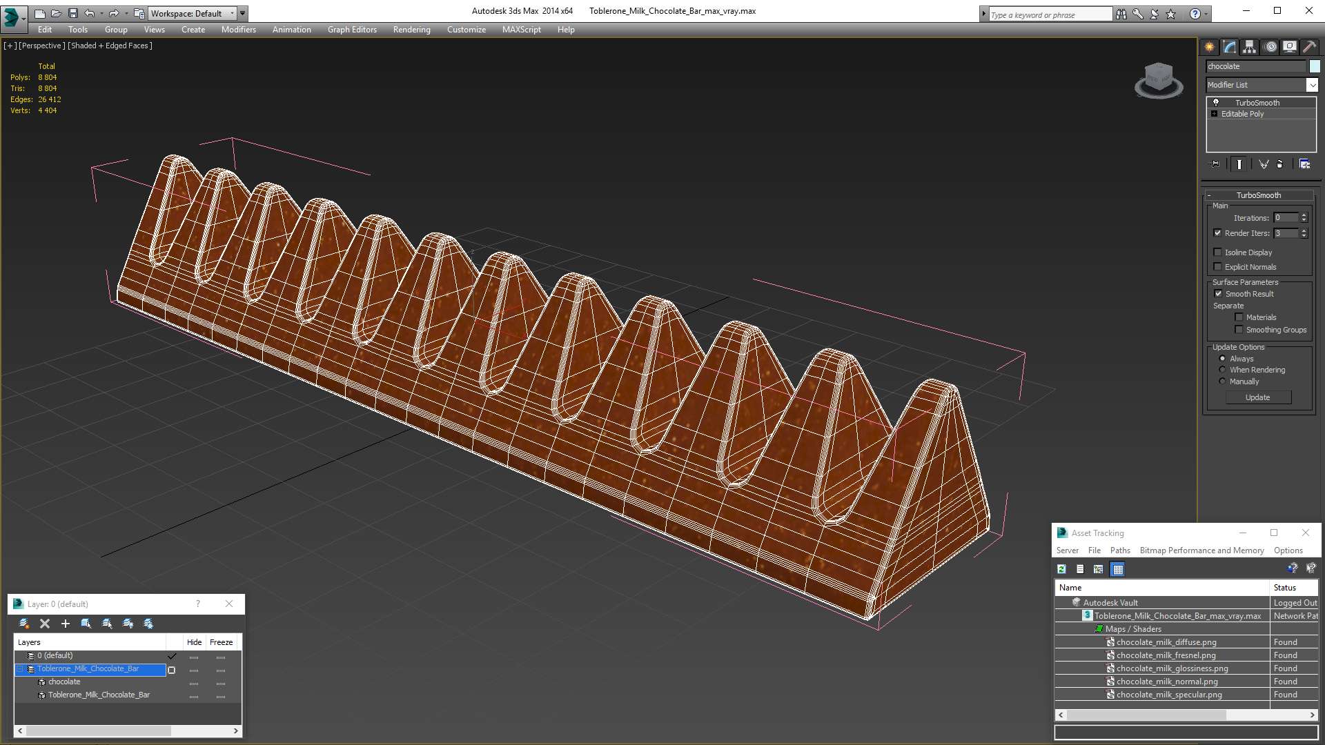 3D Toblerone Milk Chocolate Bar model