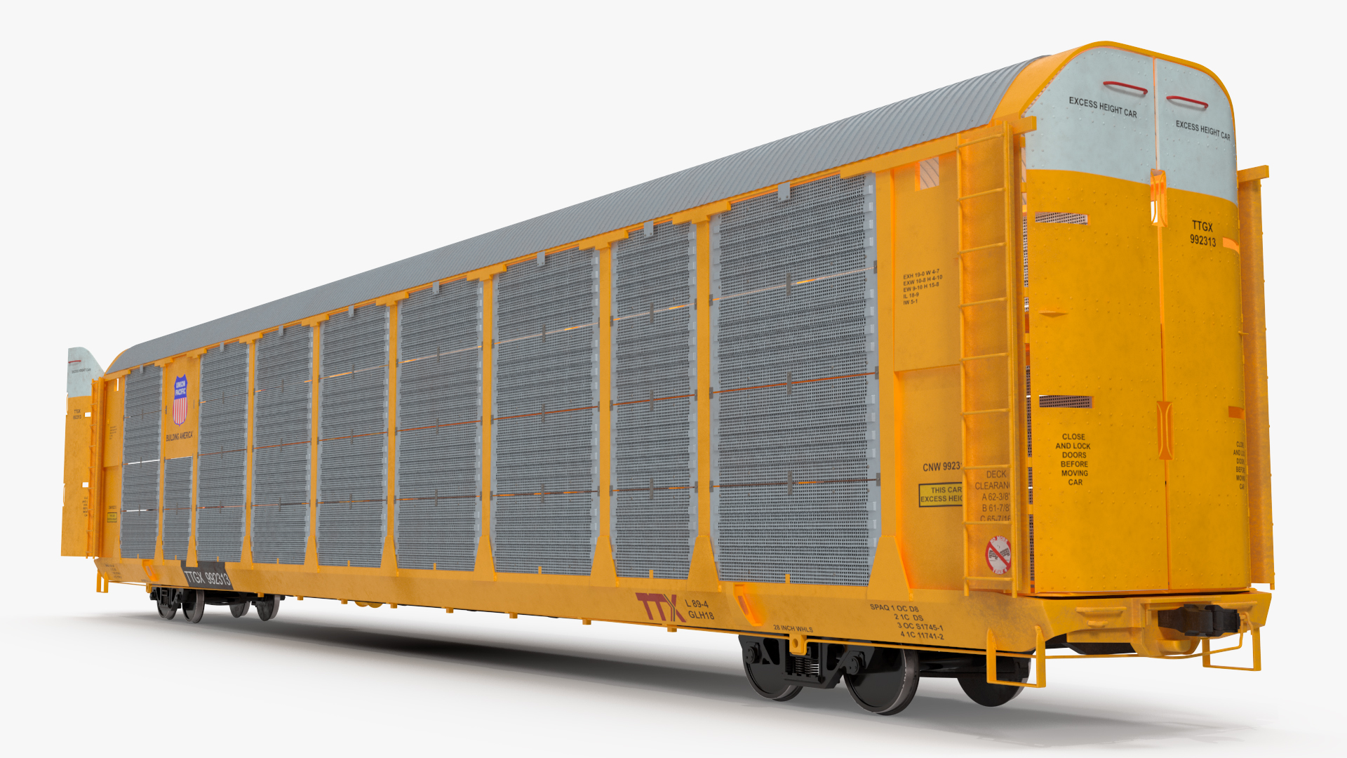 3D model Autorack Railroad Car with Electric Cars