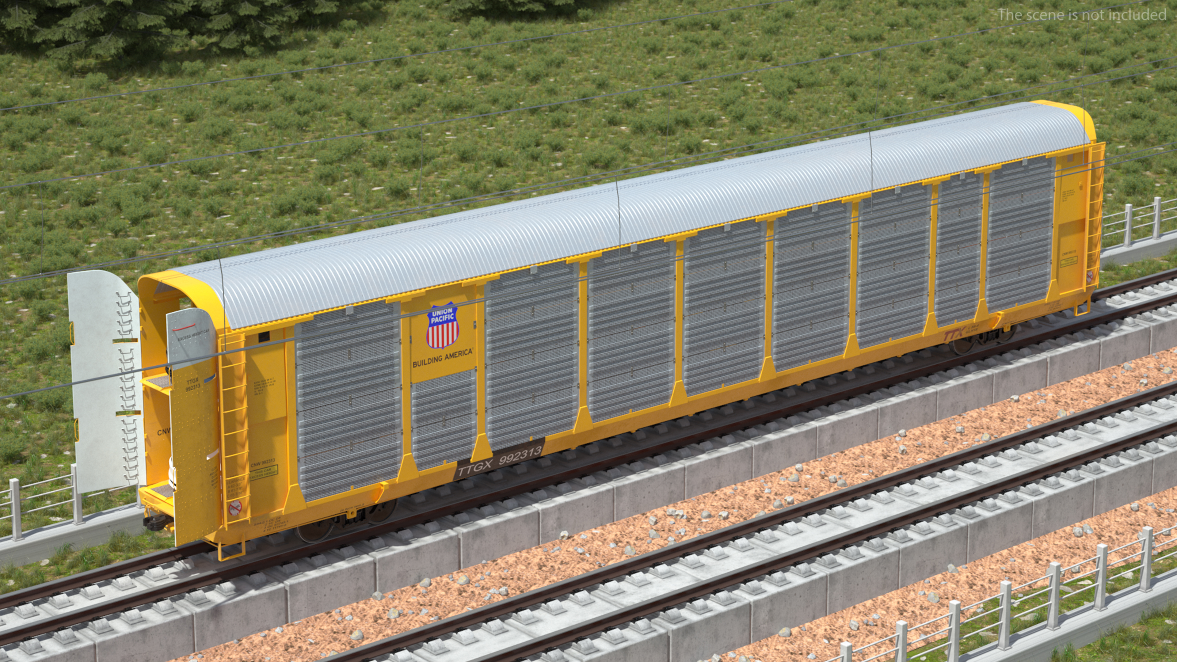 3D model Autorack Railroad Car with Electric Cars