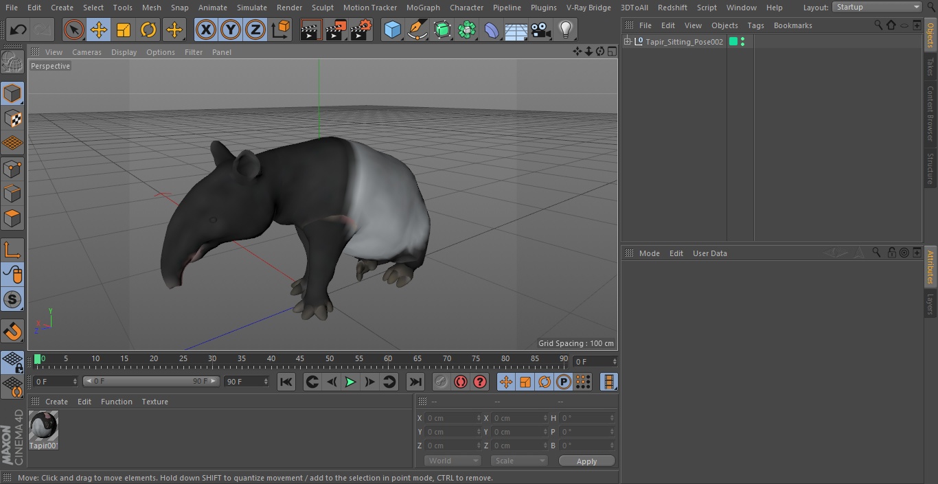 3D Tapir Sitting Pose model