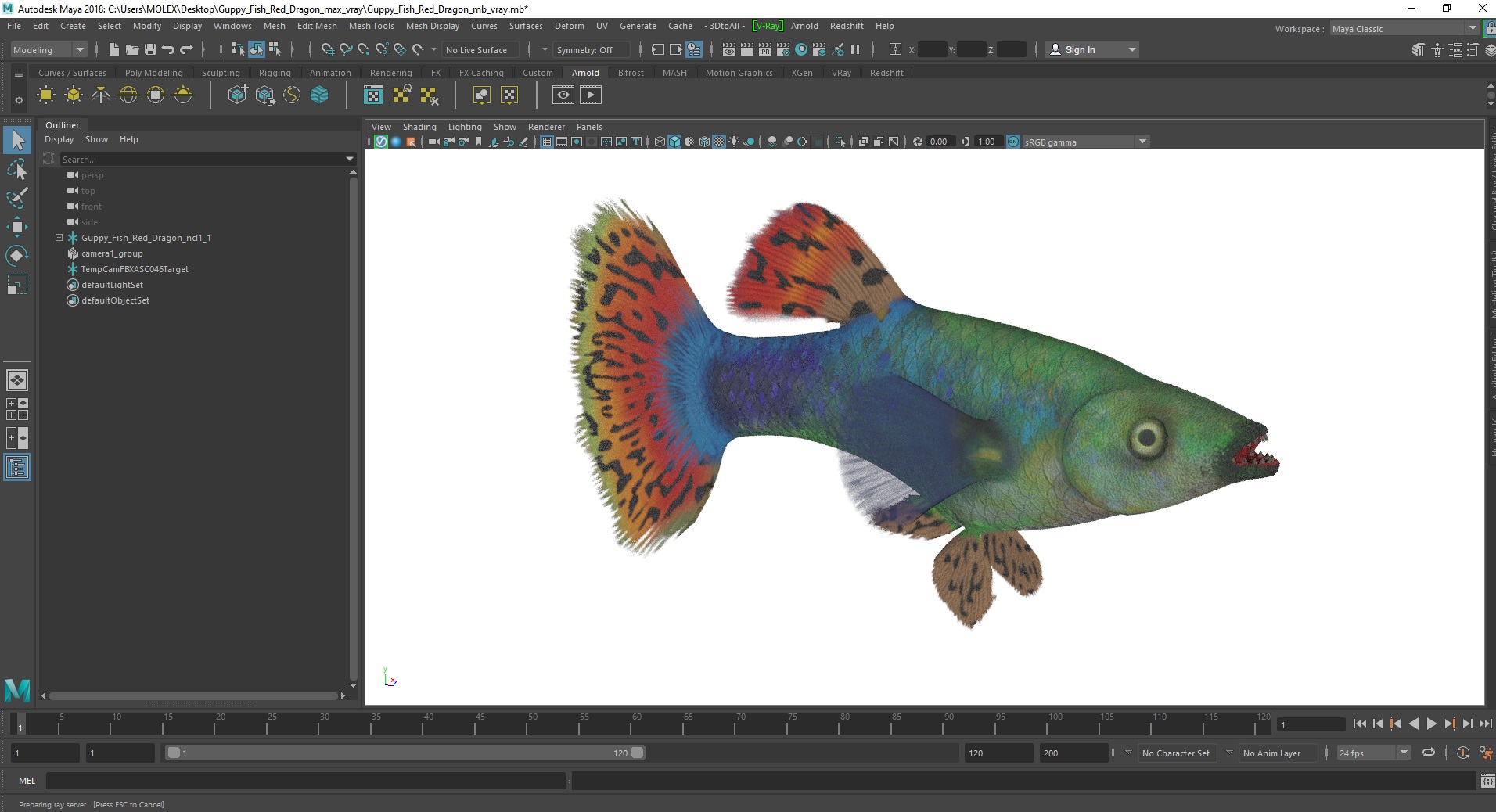 3D Guppy Fish Red Dragon