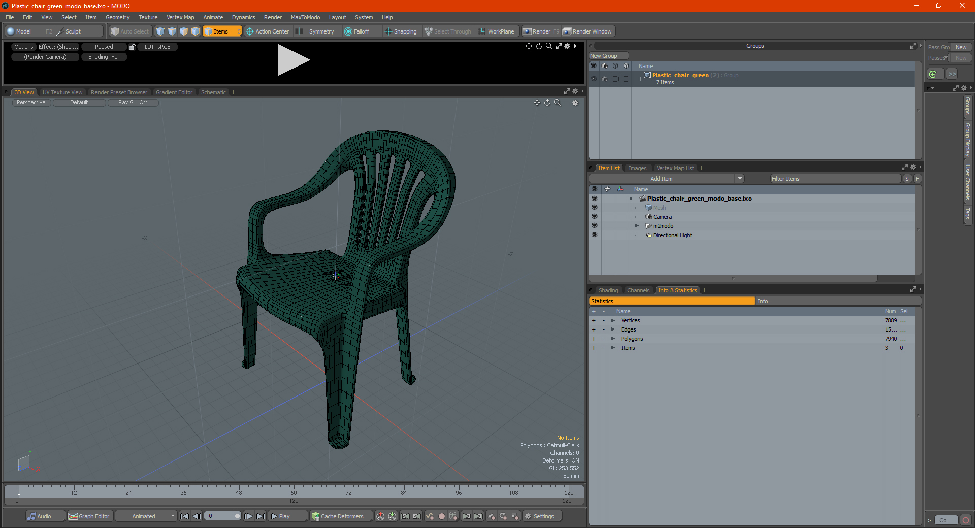 Plastic chair green 3D model