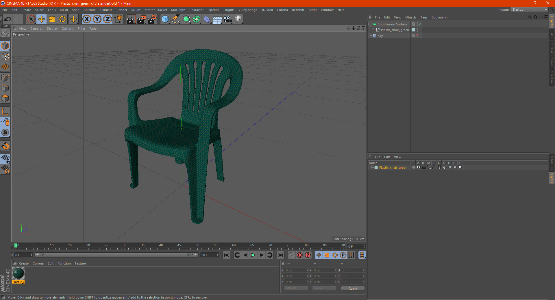 Plastic chair green 3D model