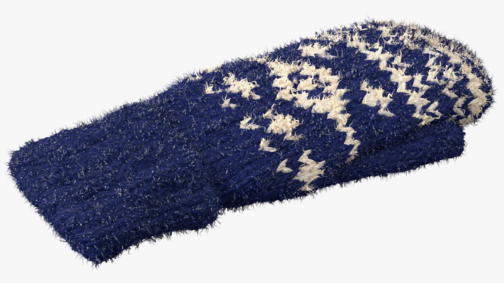 Knitted Blue Wool Mittens Fur 3D model