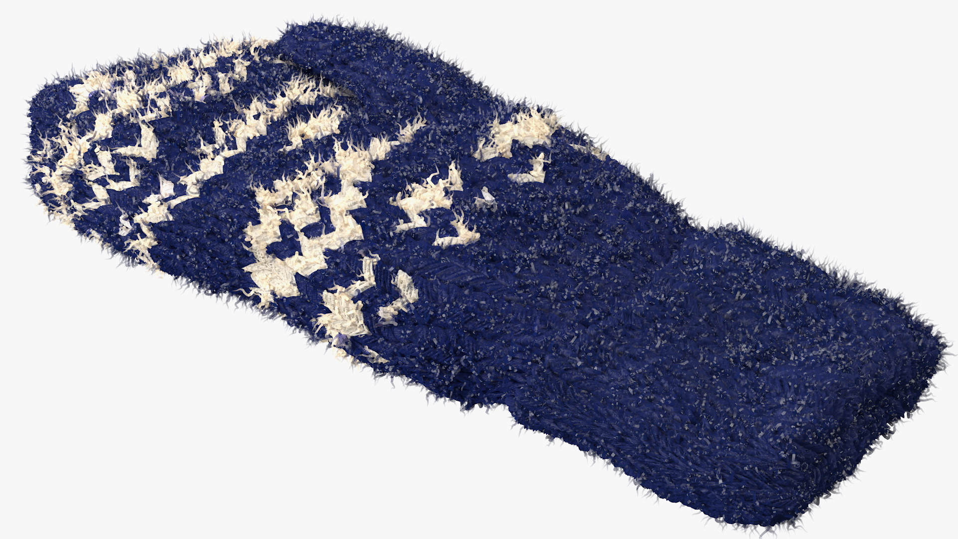 Knitted Blue Wool Mittens Fur 3D model