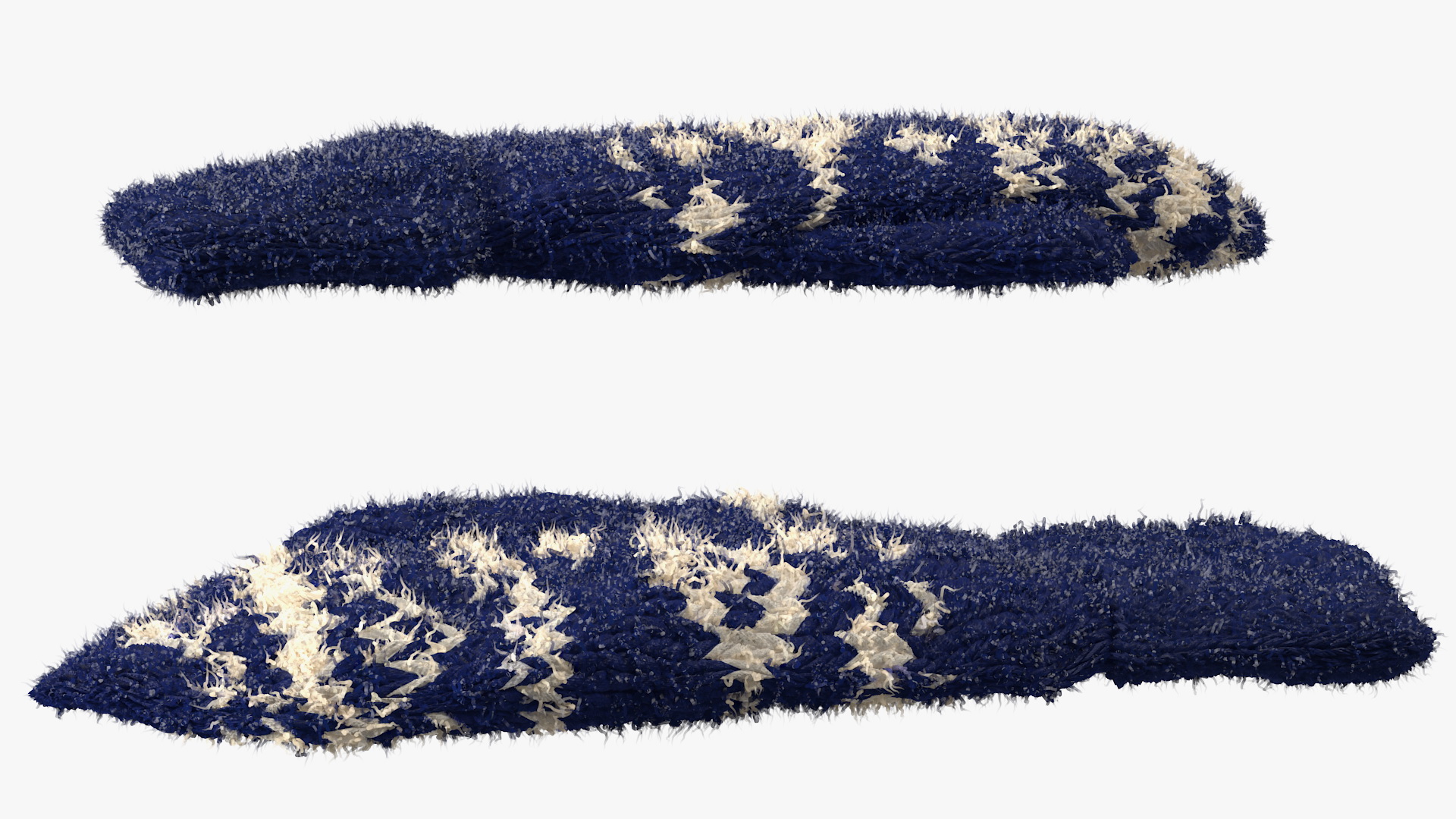 Knitted Blue Wool Mittens Fur 3D model