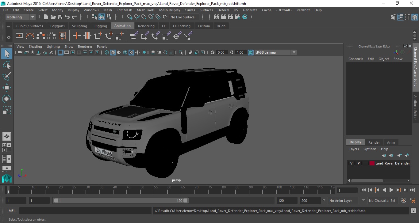 3D Land Rover Defender Explorer Pack model