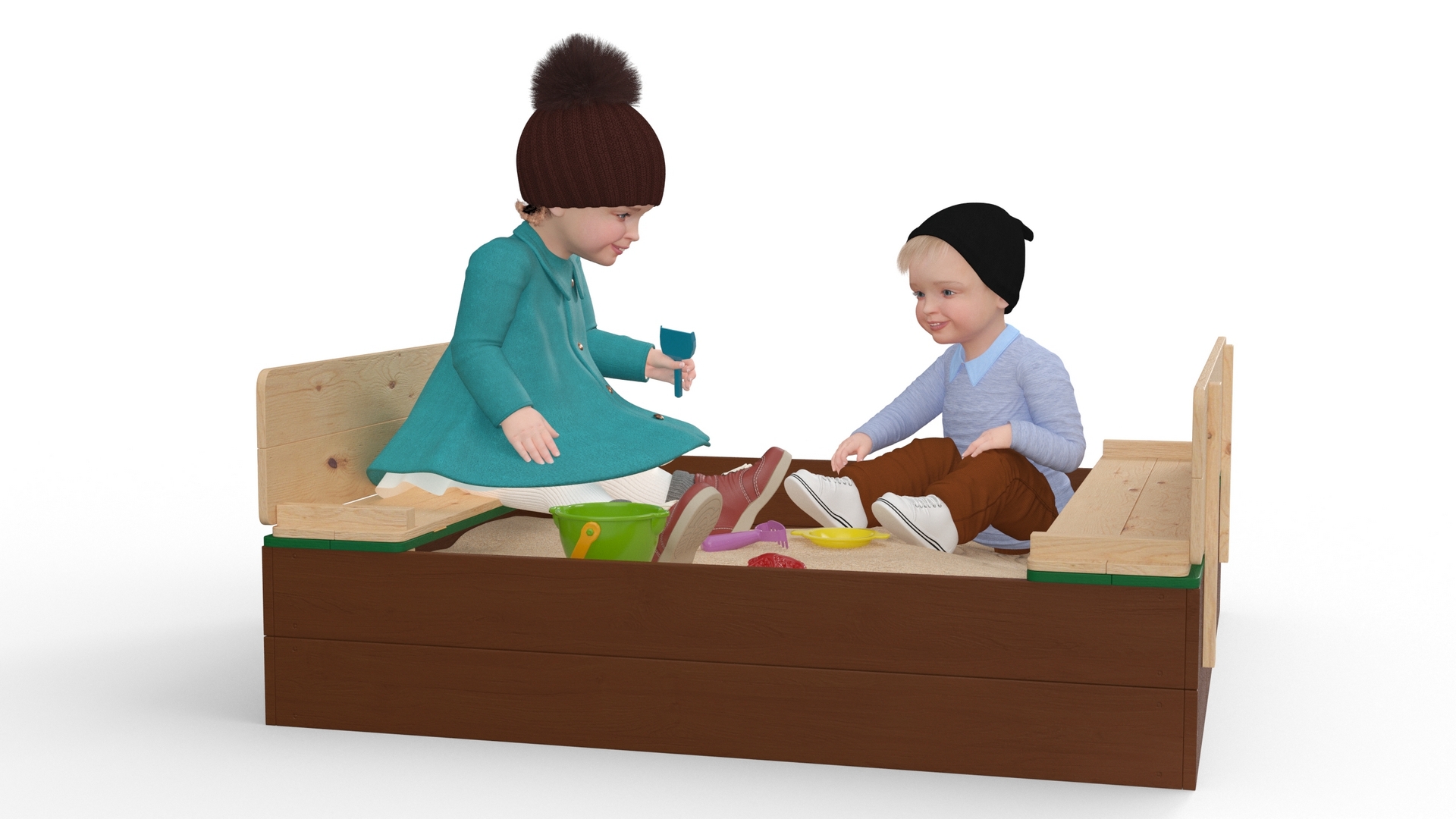 3D model Little Children in Sandpit Fur