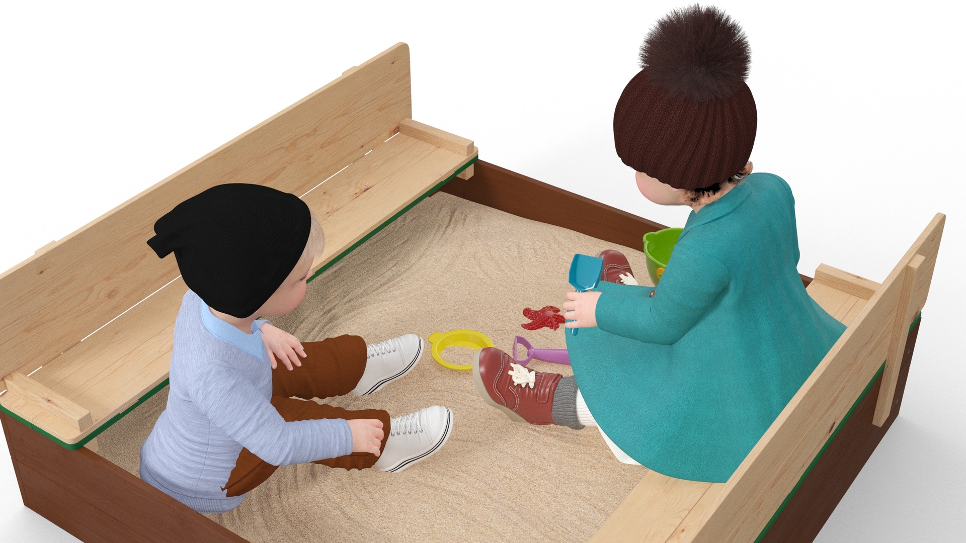 3D model Little Children in Sandpit Fur