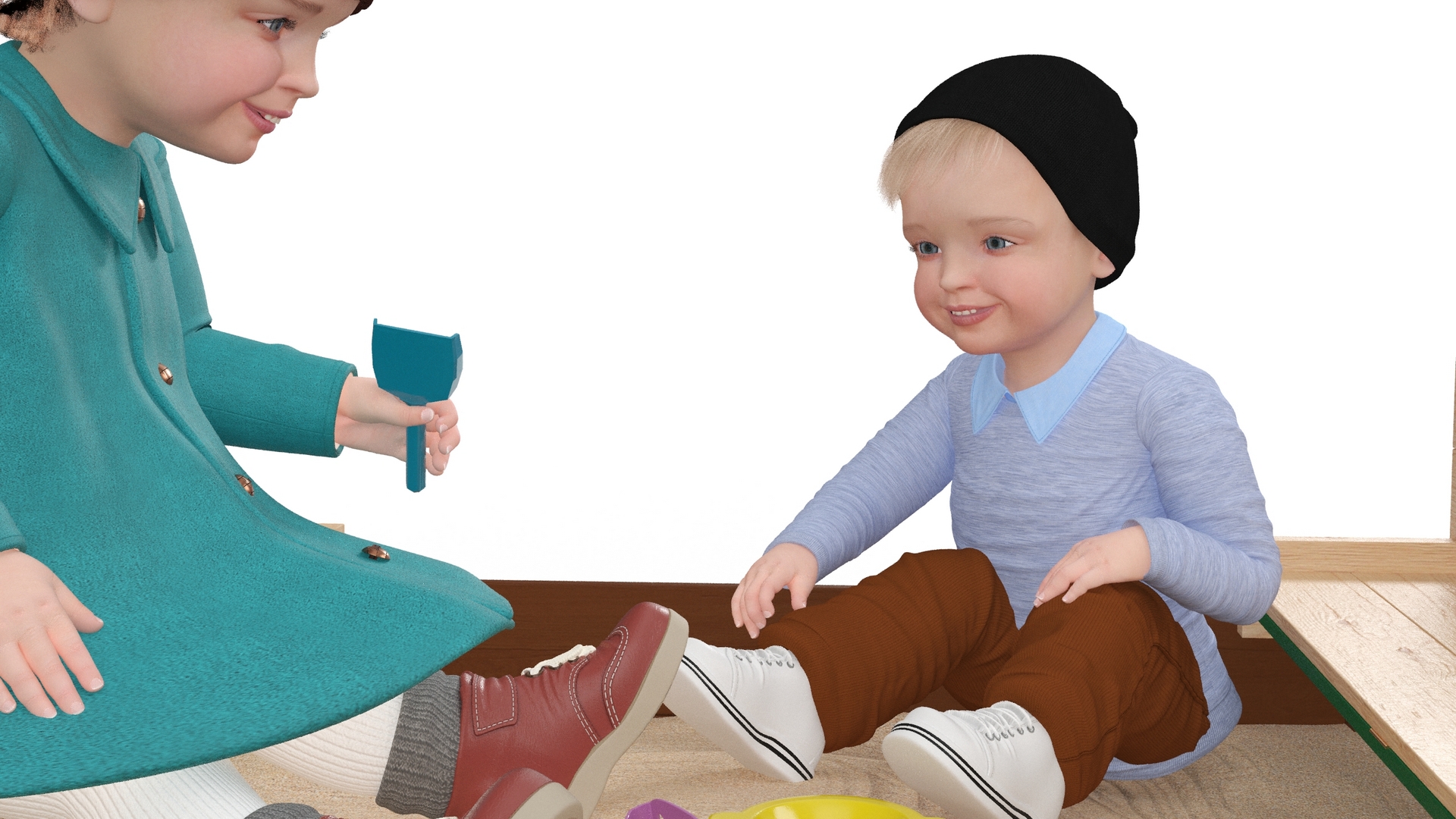 3D model Little Children in Sandpit Fur