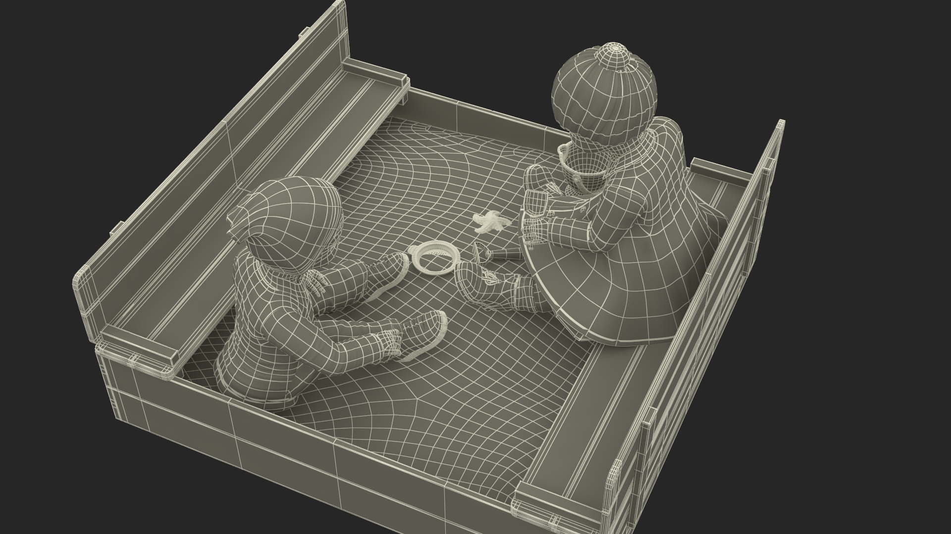 3D model Little Children in Sandpit Fur