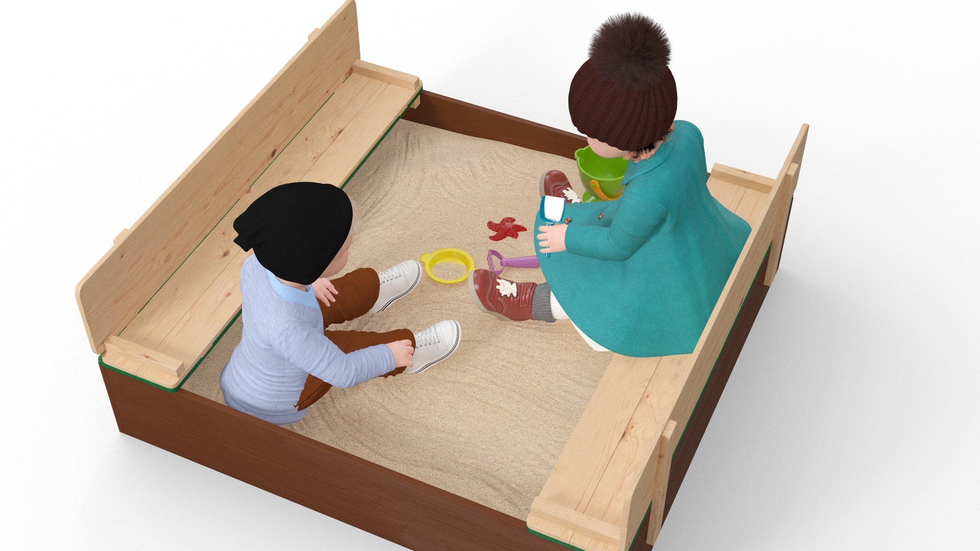 3D model Little Children in Sandpit Fur