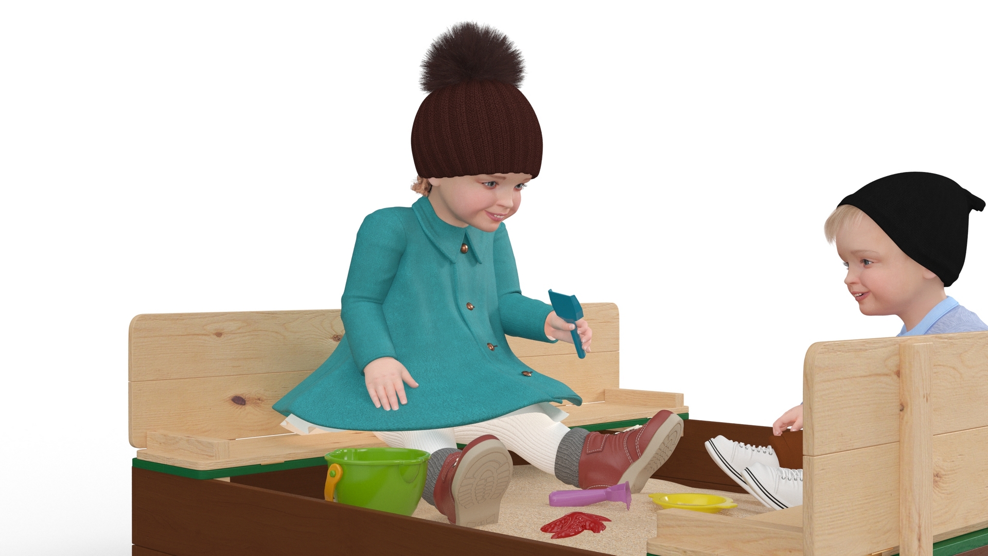 3D model Little Children in Sandpit Fur