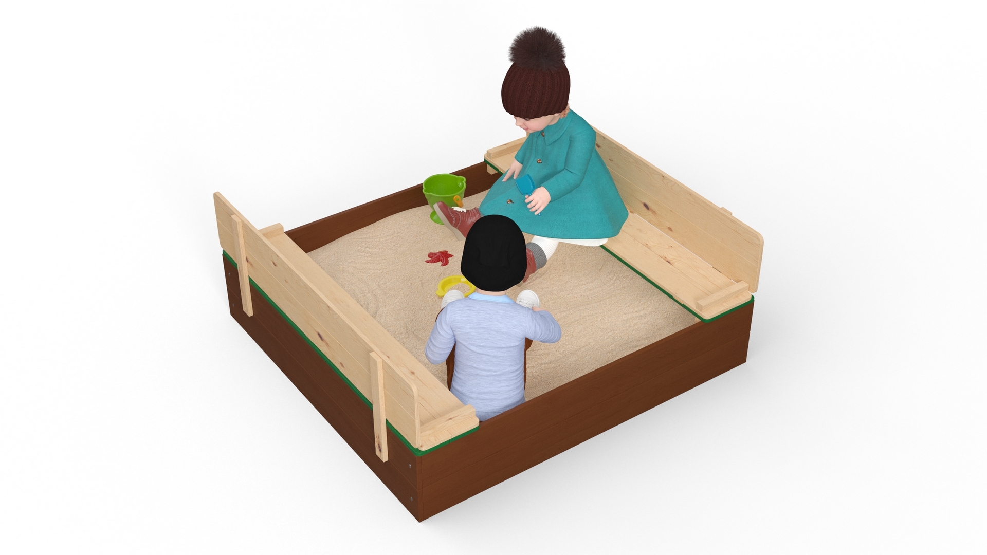 3D model Little Children in Sandpit Fur