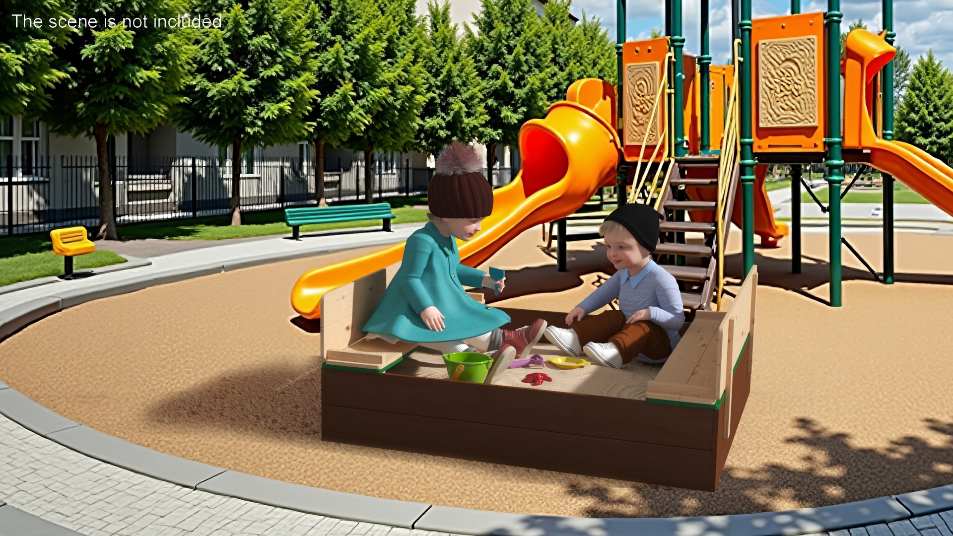 3D model Little Children in Sandpit Fur