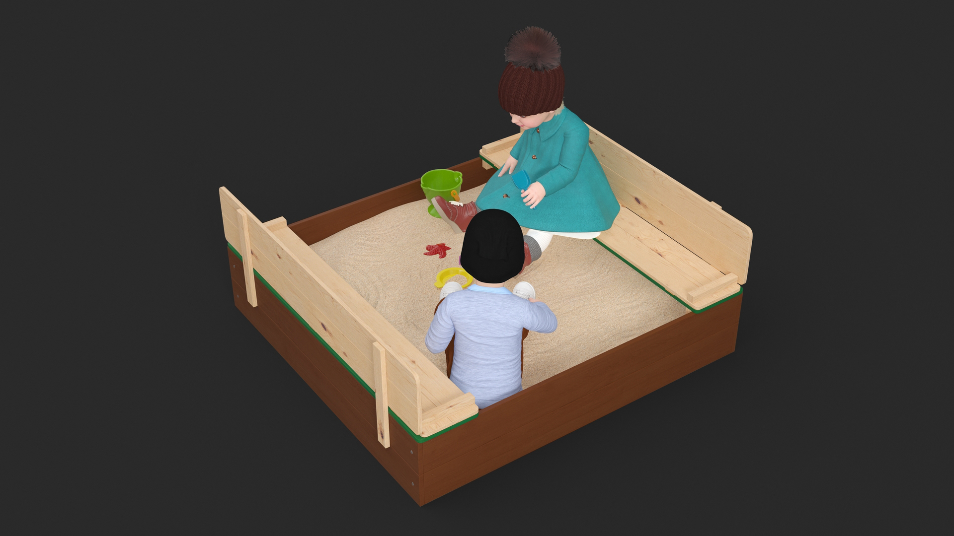 3D model Little Children in Sandpit Fur