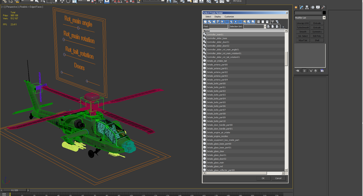 3D AH 64D Apache Longbow Rigged model