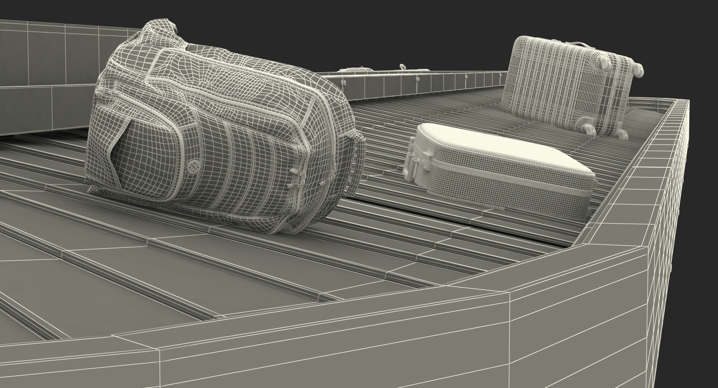 Airport Conveyor Belt System with Baggages 3D