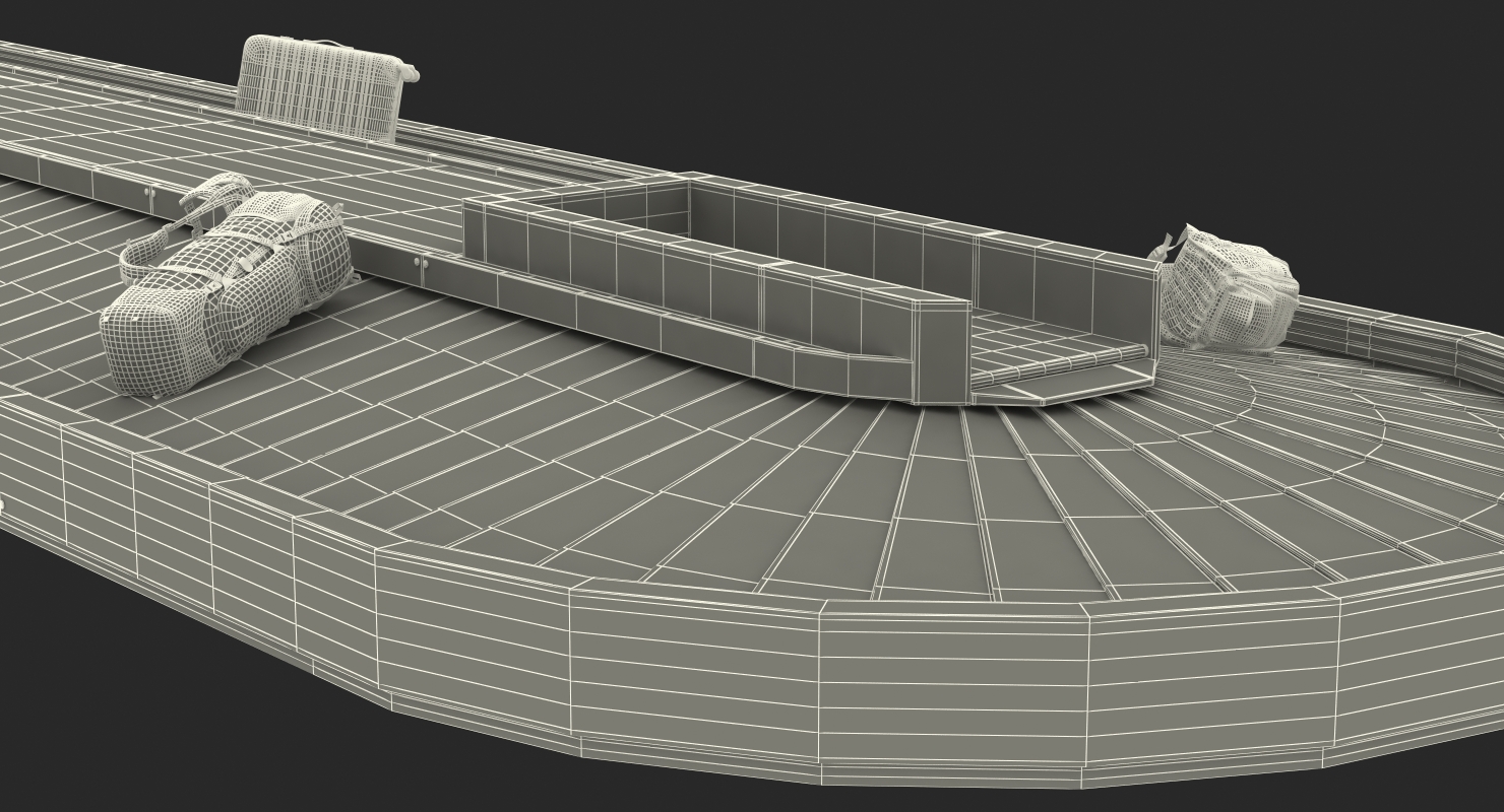 Airport Conveyor Belt System with Baggages 3D