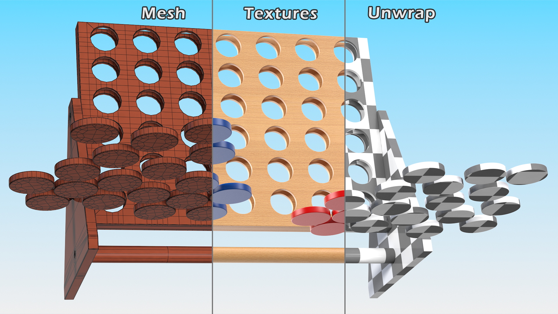 3D model Puissance 4 Game Ready Wooden Board