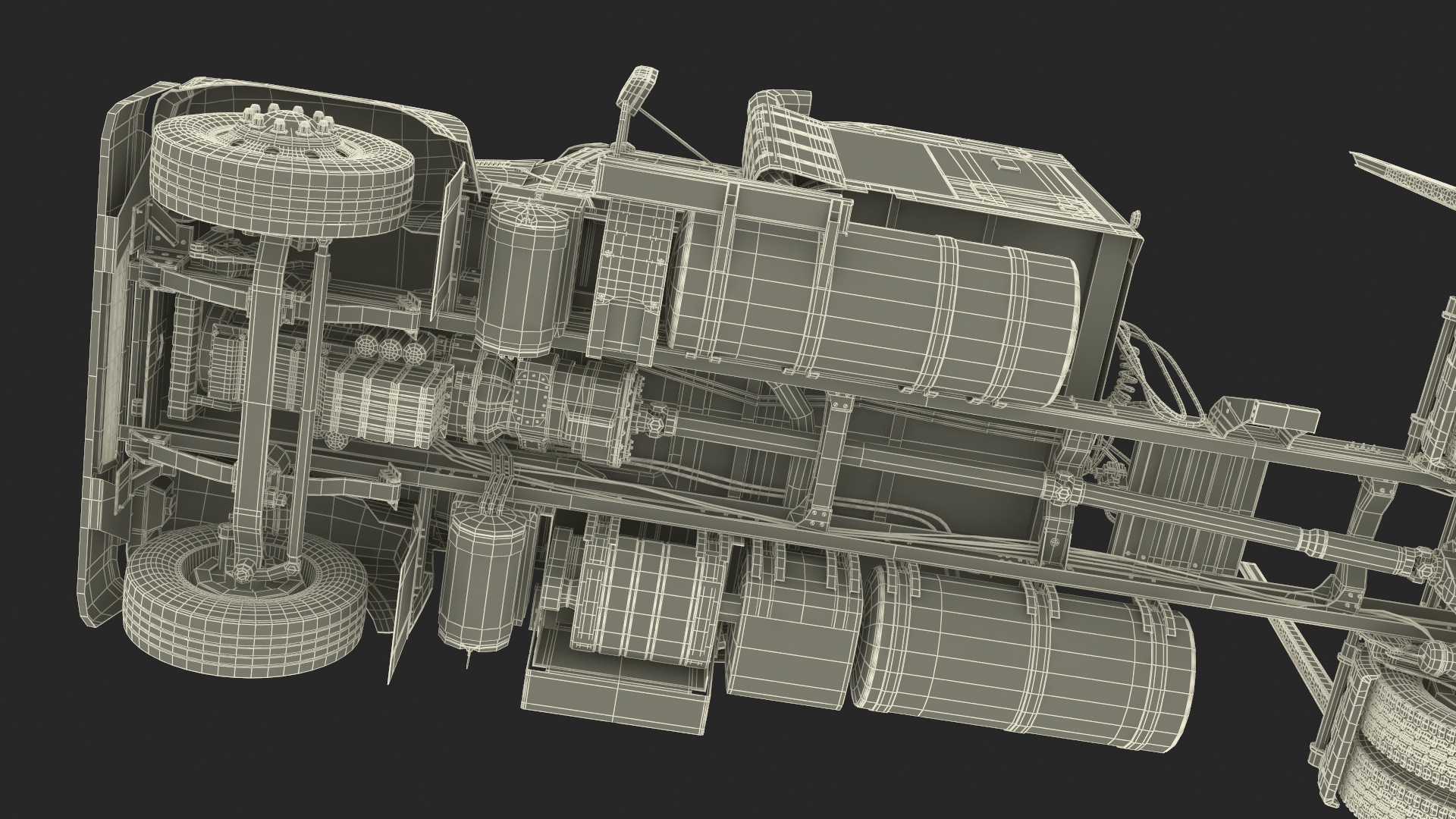 3D model Mack CHU613 Truck with Empty Logging Trailer Manac