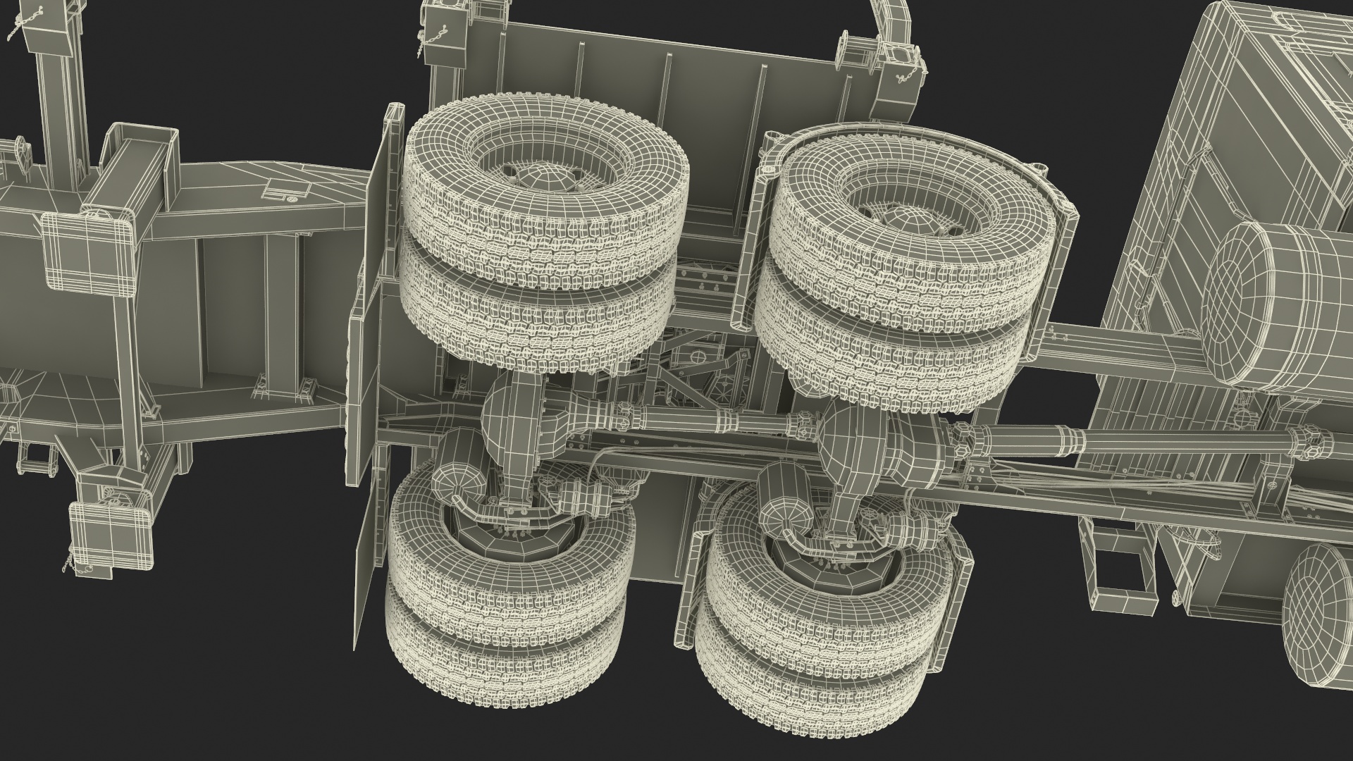 3D model Mack CHU613 Truck with Empty Logging Trailer Manac